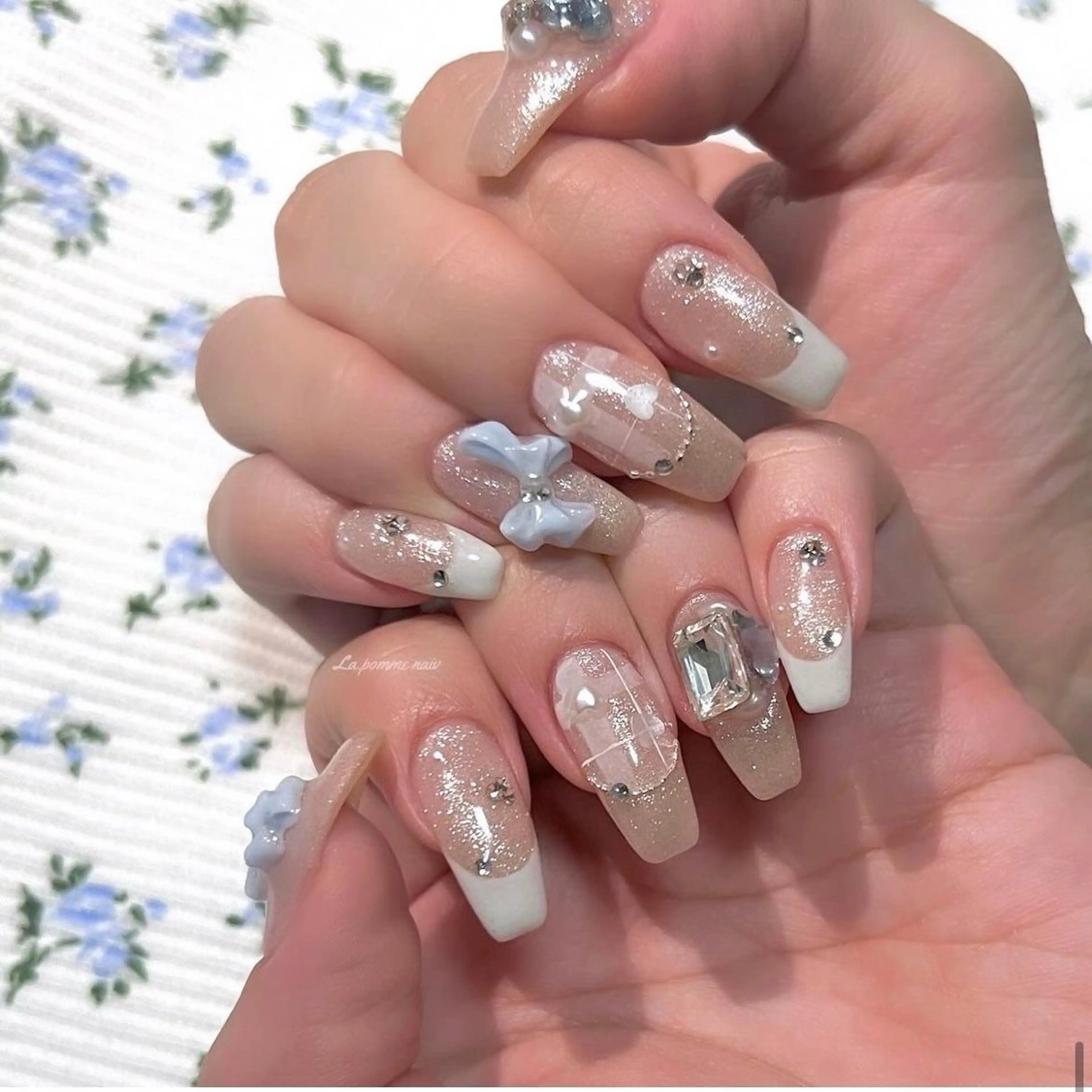 ネイル 長さ出し フレンチネイル グラデーション 卒業式 マグネットネイル Sora nail 長さ出し専門店のネイルデザイン