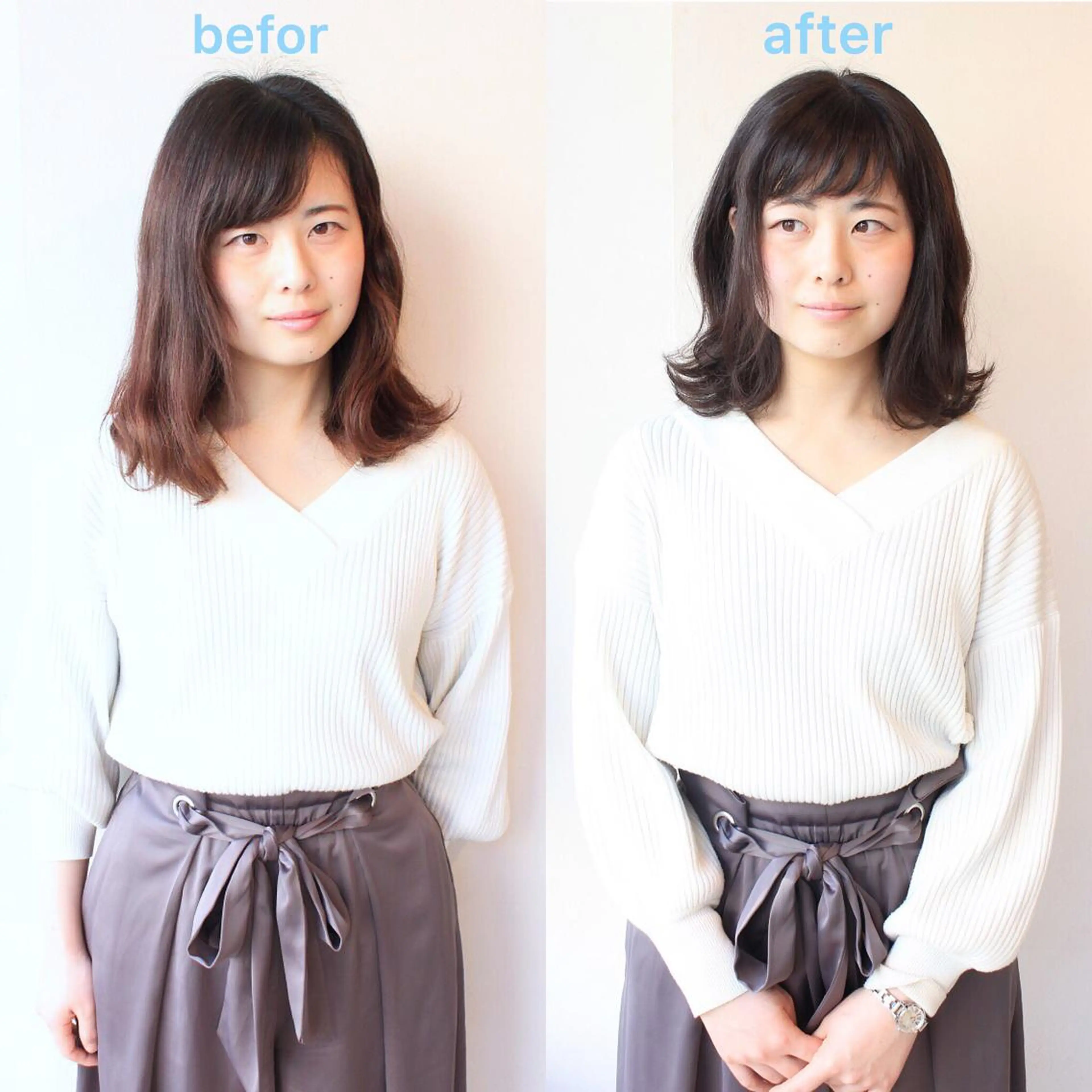 ミディアム 河野 薫のヘアスタイル