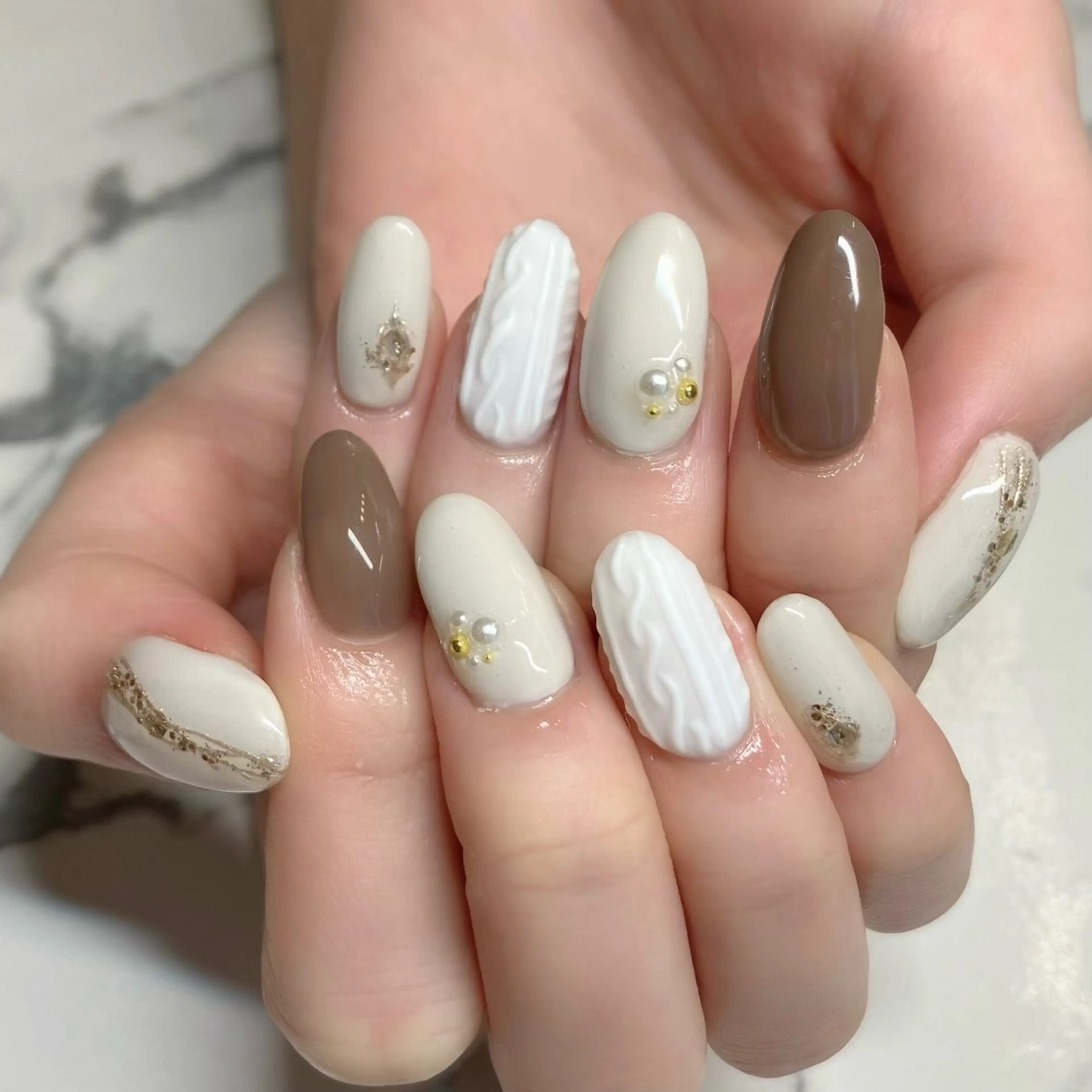 ネイル ブラウン バレンタイン MALAMA NAILのネイルデザイン