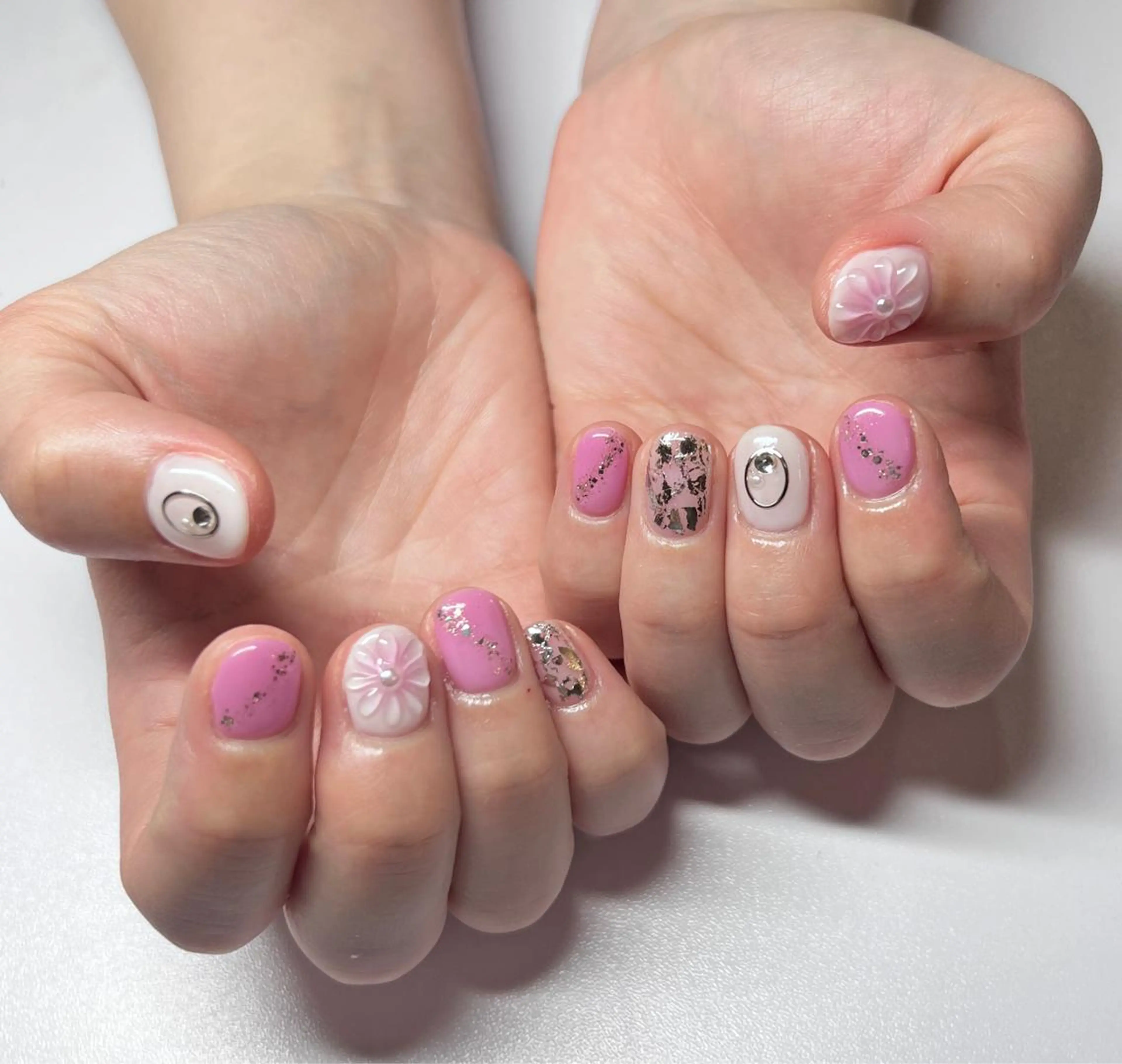 ネイル アートネイル ピンク ぷっくりネイル いちじゅう あおいのネイルデザイン