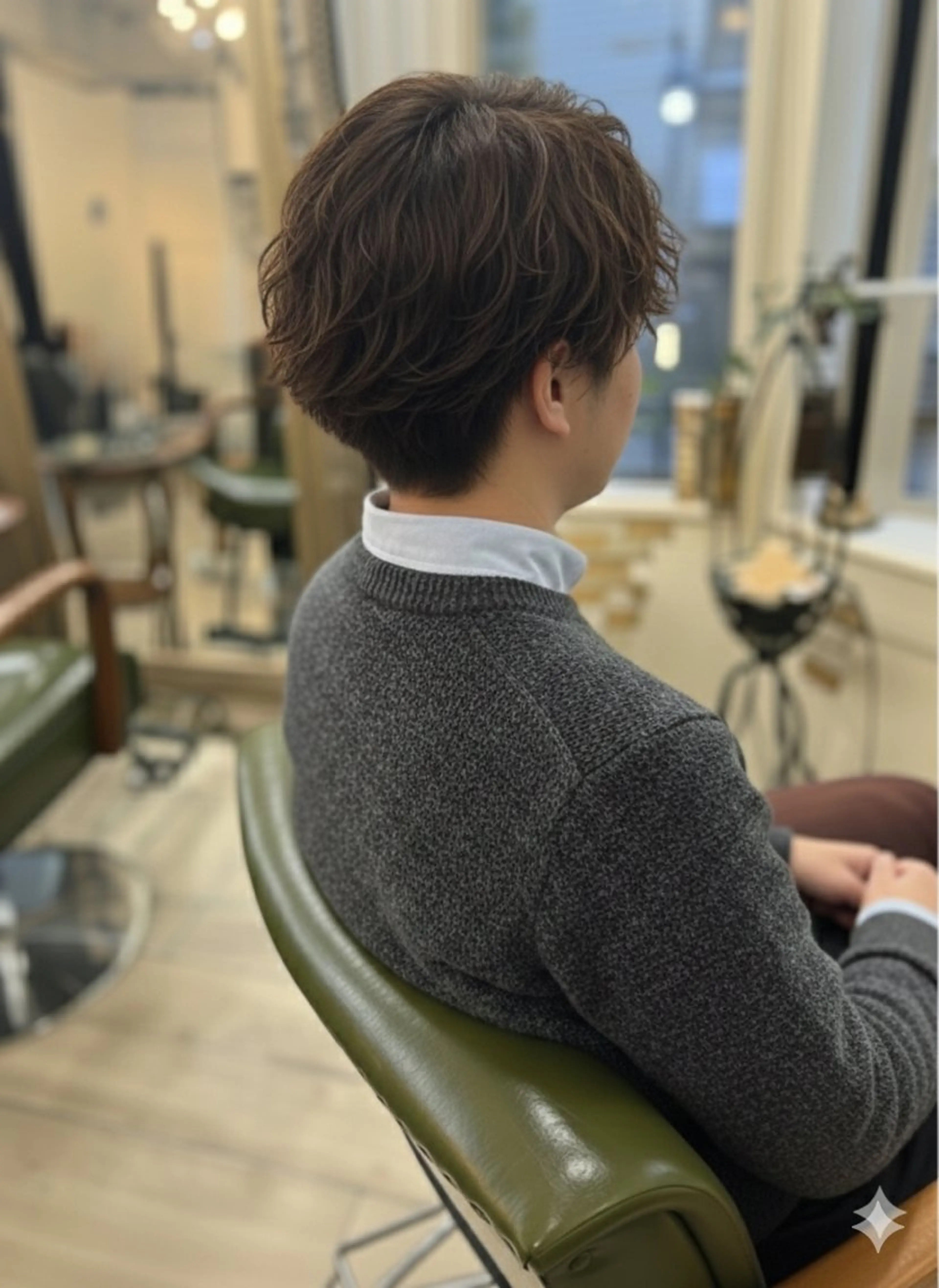 メンズ フェザーパーマ メンズパーマ カット パーマ 新宿御苑/艶髪カラー 髪質改善/山口のヘアスタイル