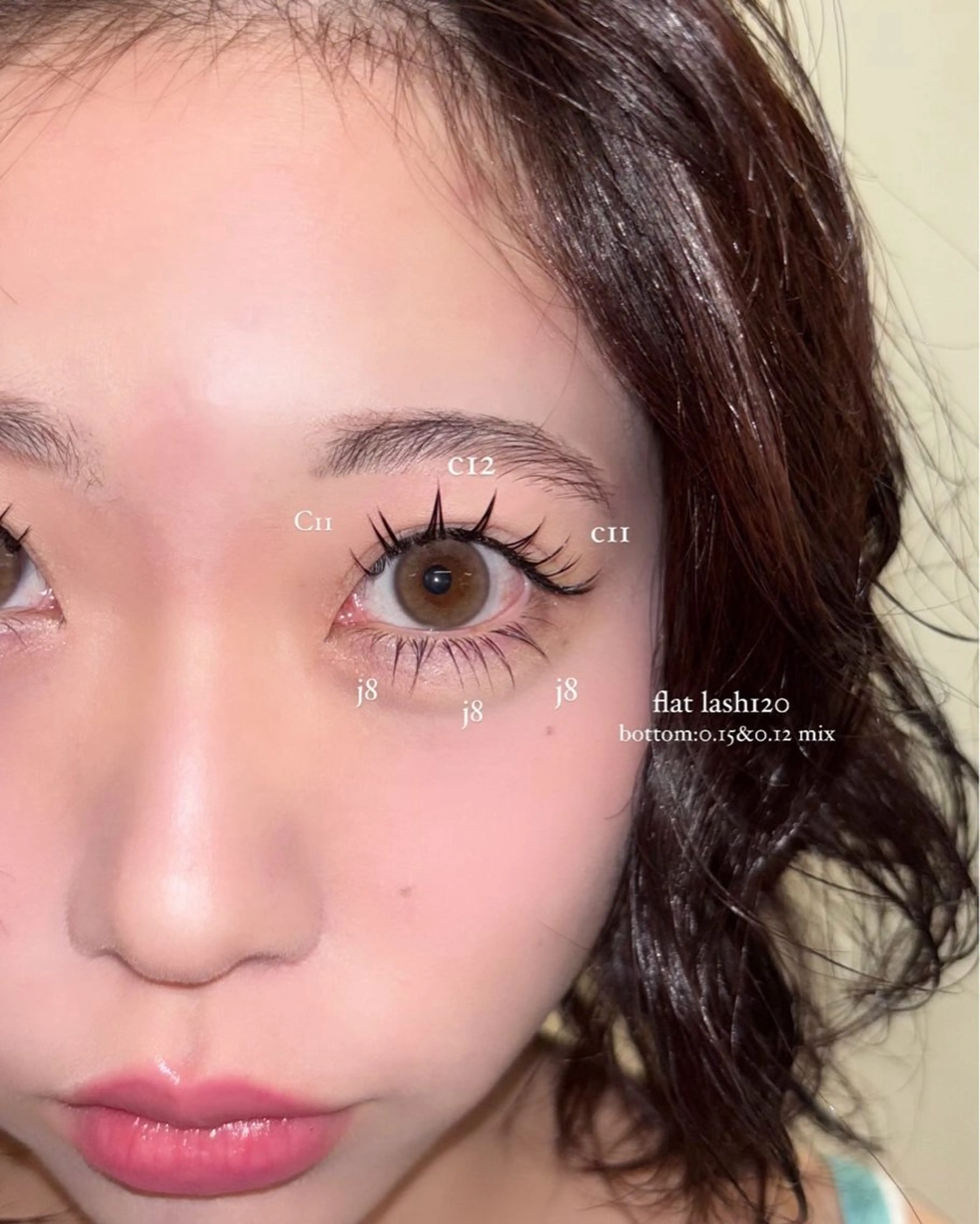 マツエク・マツパ フラットラッシュ まつげパーマ 下まつげエクステ 一重×まつ毛パーマ マツエク NORA senaのマツエク・マツパデザイン