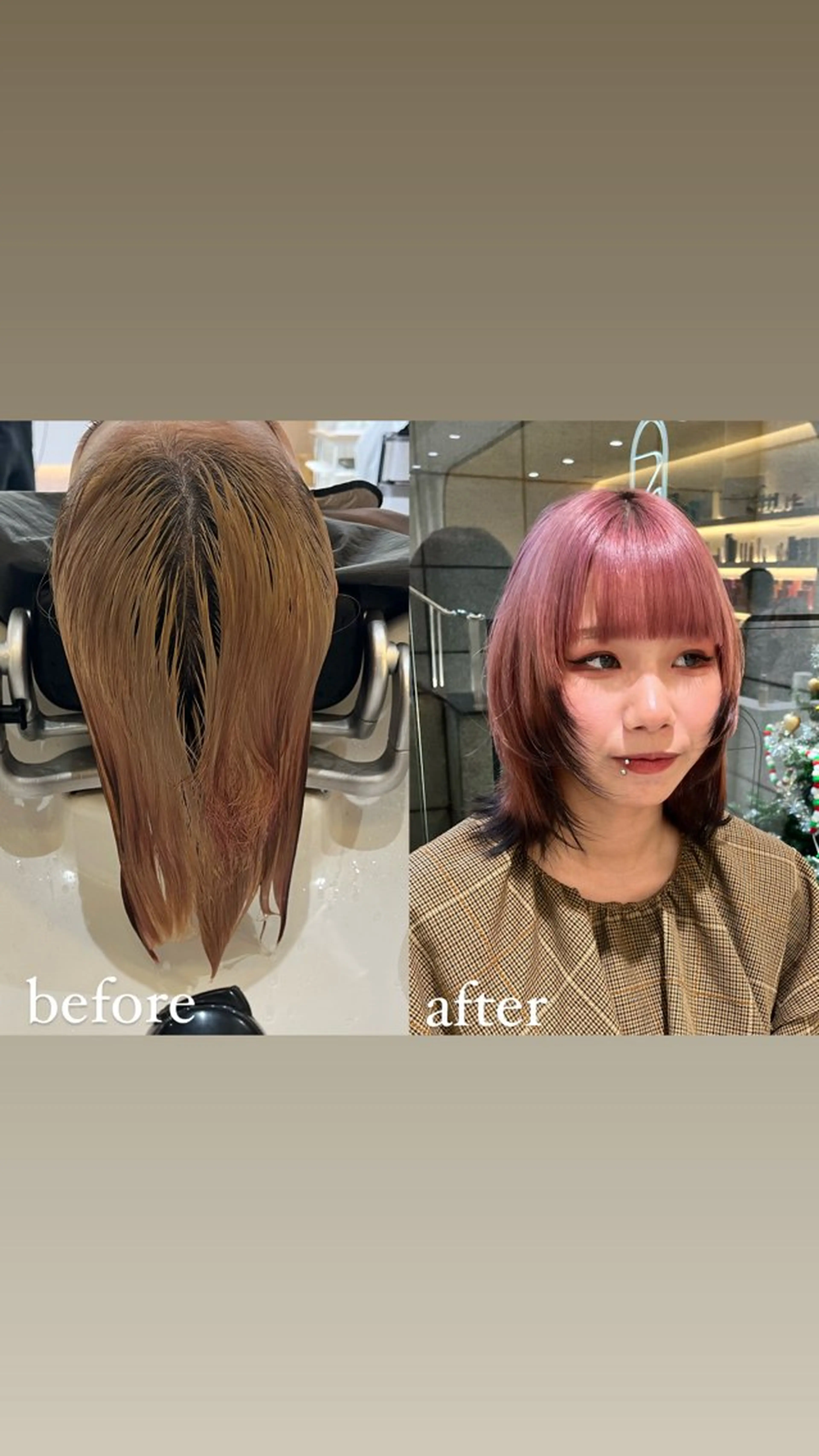 ミディアム カラー デザインカラー ピンクカラー 韓国風ヘア 🥇メンズパーマ /縮毛矯正/木村神心のヘアスタイル