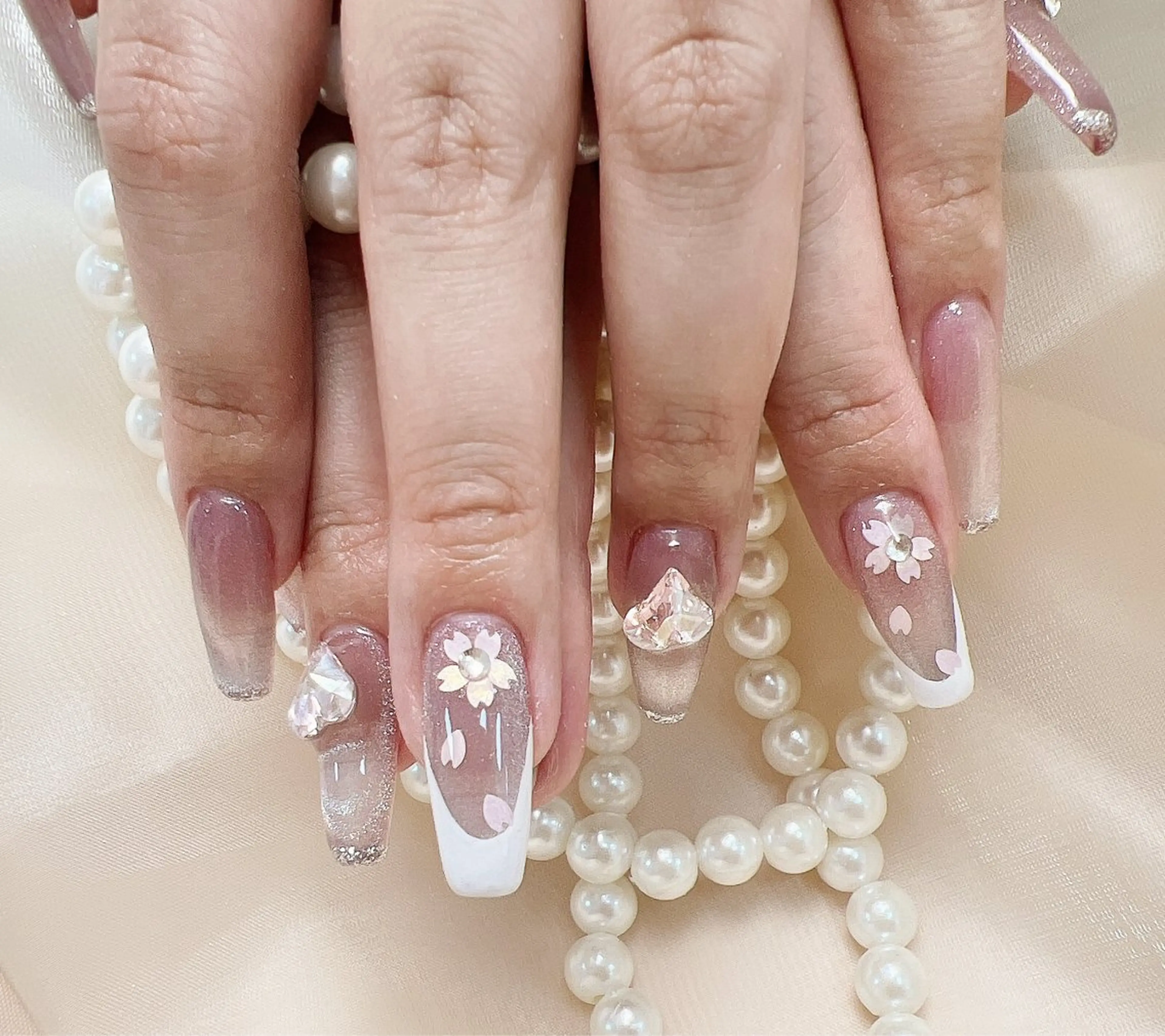 ネイル アートネイル チークネイル 長さ出し フラッシュネイル フットネイル YK Rinのネイルデザイン