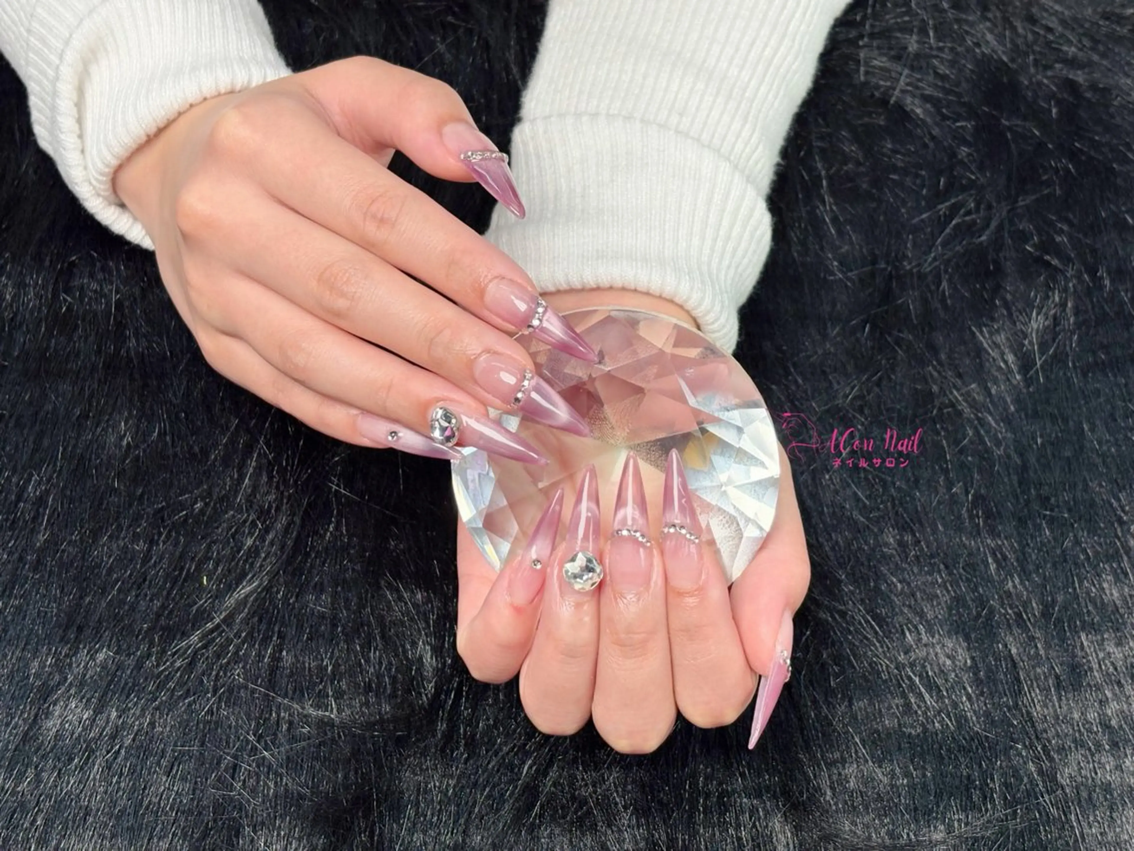ネイル 桜ネイル 長さ出し フラワーネイル フレンチネイル ジェルネイル ハンドネイル ACon NailSalonのネイルデザイン