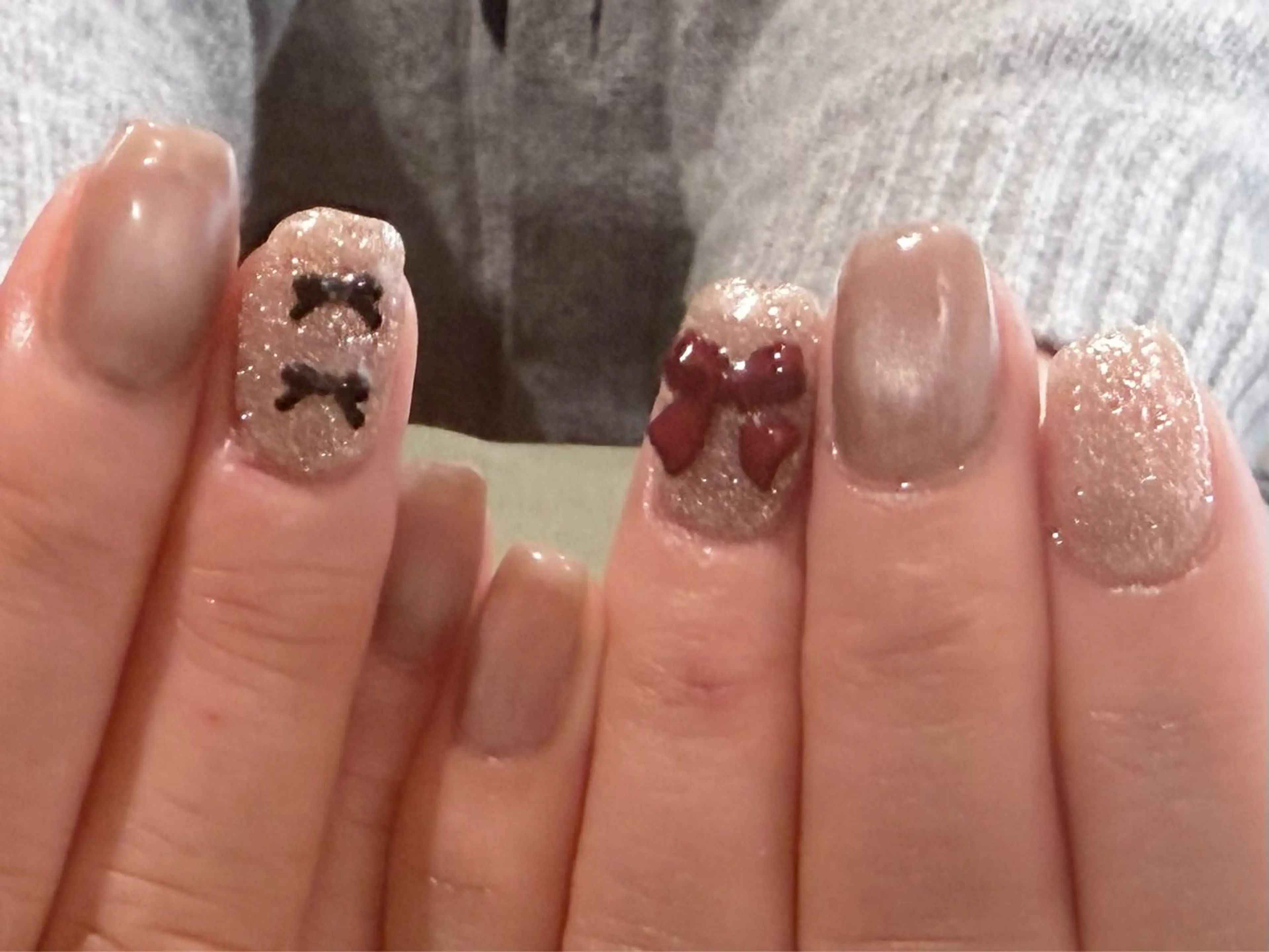 ネイル リボン ハンドネイル Atelier Bonheurのネイルデザイン