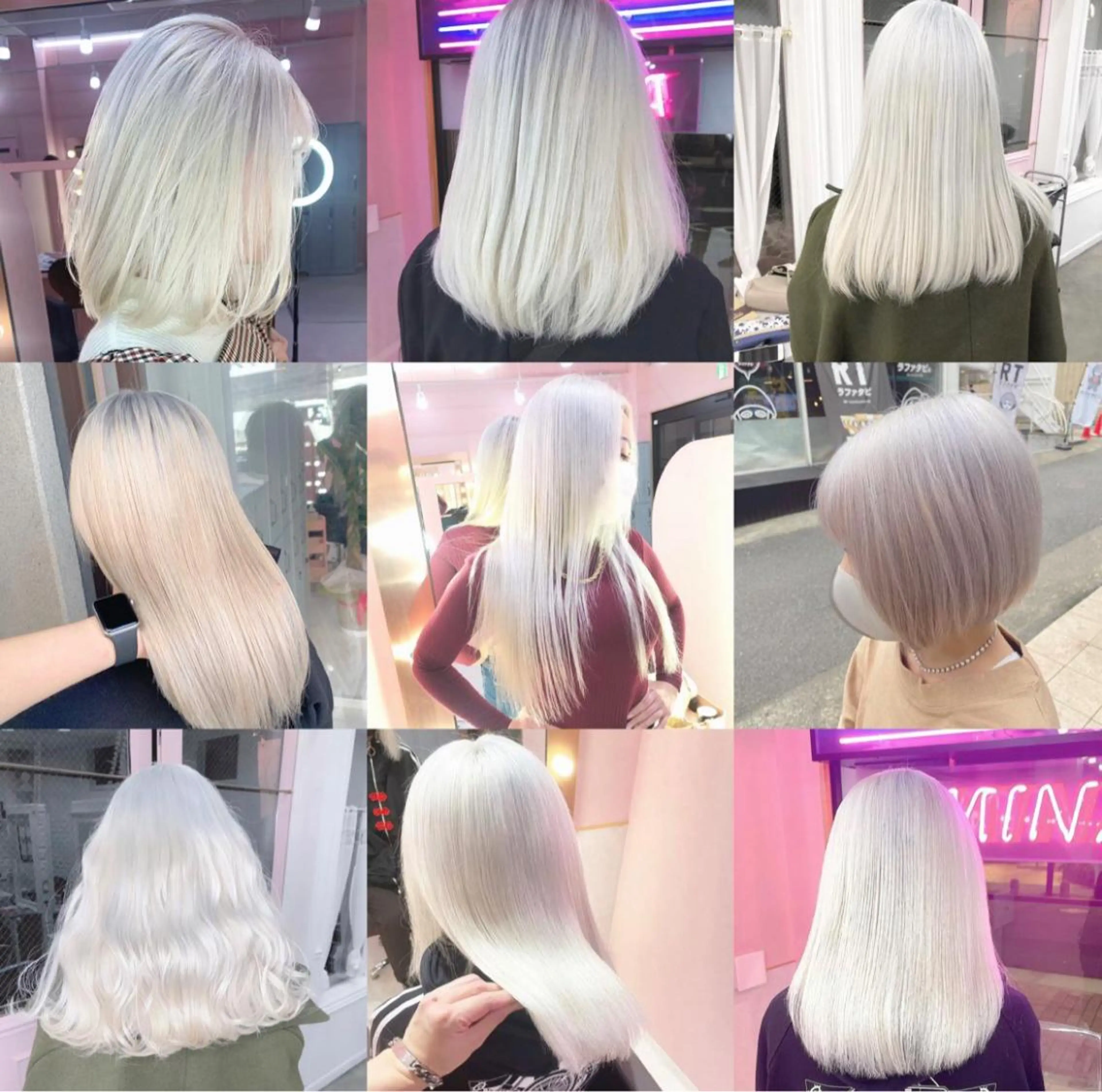 セミロング カラー アッシュ アッシュグレー アッシュグレージュ バレイヤージュ ミストバング ヘアカラー トリートメント ヘアセット ハイトーン特化🎀 LEONのヘアスタイル