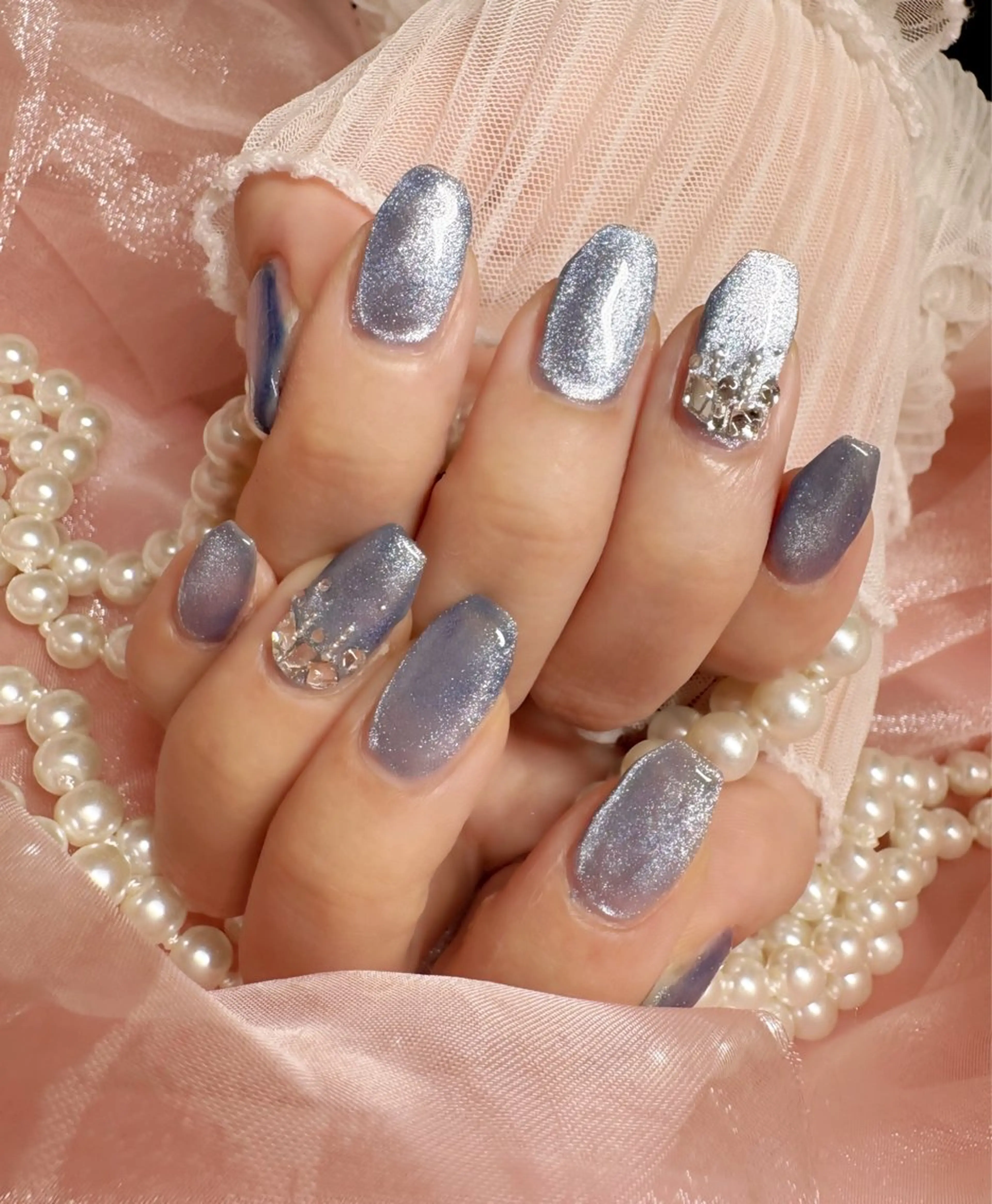 ネイル 水色 ハンドネイル Nail Salon macherieのネイルデザイン