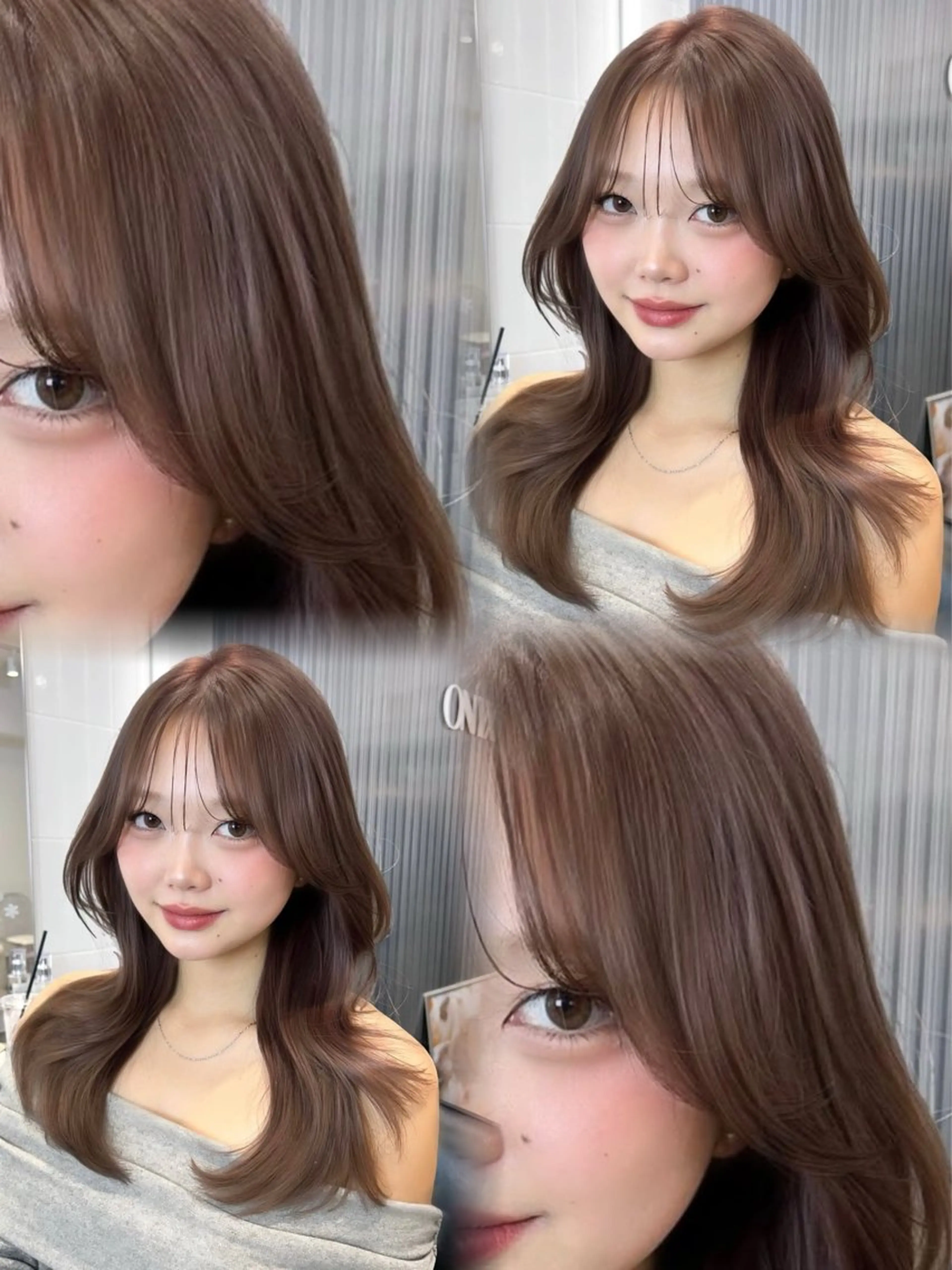 セミロング カラー ヘアカラー 🫧ミルクティー ブリーチRIKU🫧のヘアスタイル