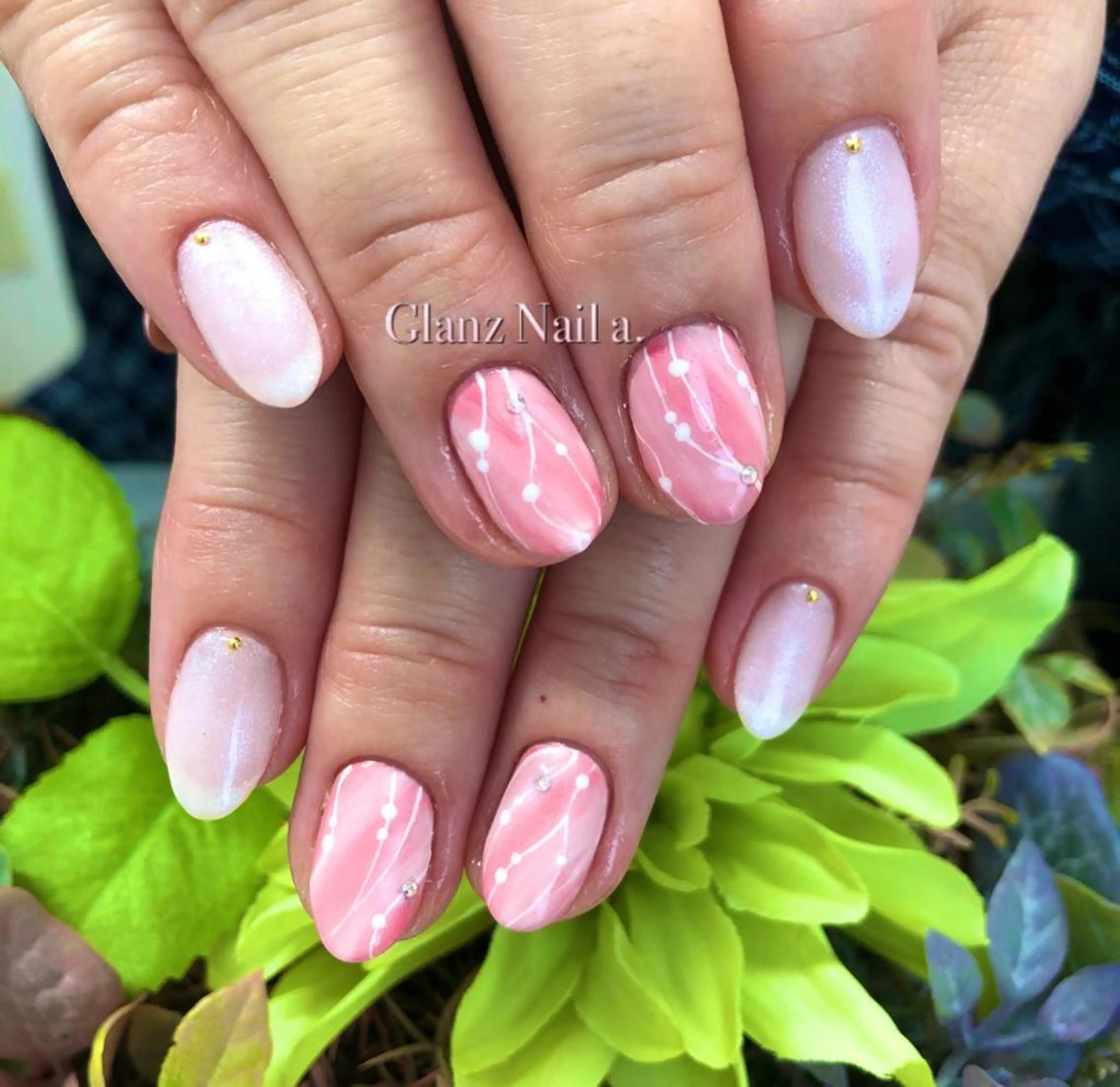 ネイル アートネイル オフィスネイル 春ネイル Glanz  Nail aのネイルデザイン