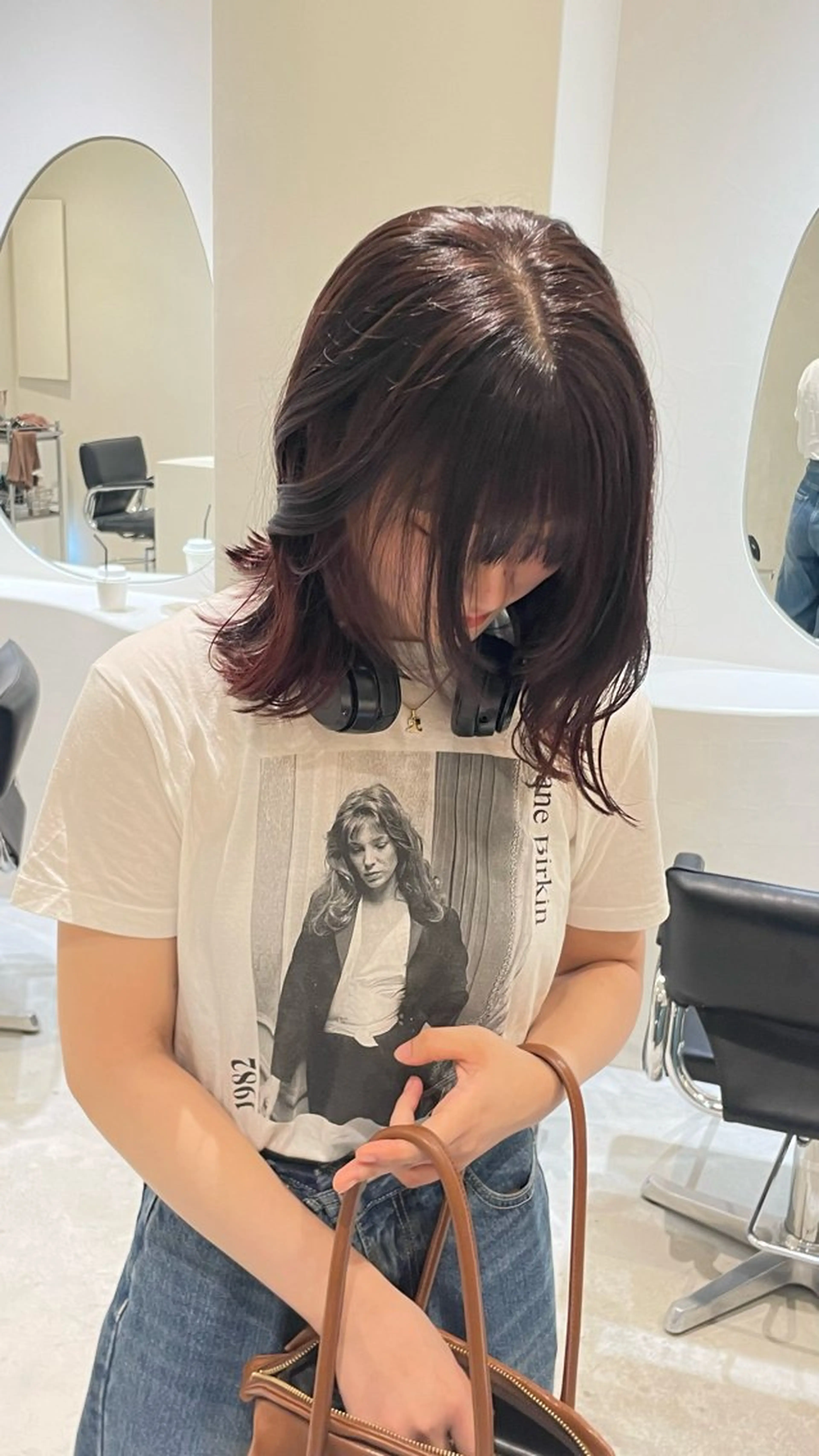 セミロング カラー ブリーチ ブラウンカラー ブリーチなしカラー レッドカラー ヘアカラー トリートメント たかはし ゆうなのヘアスタイル