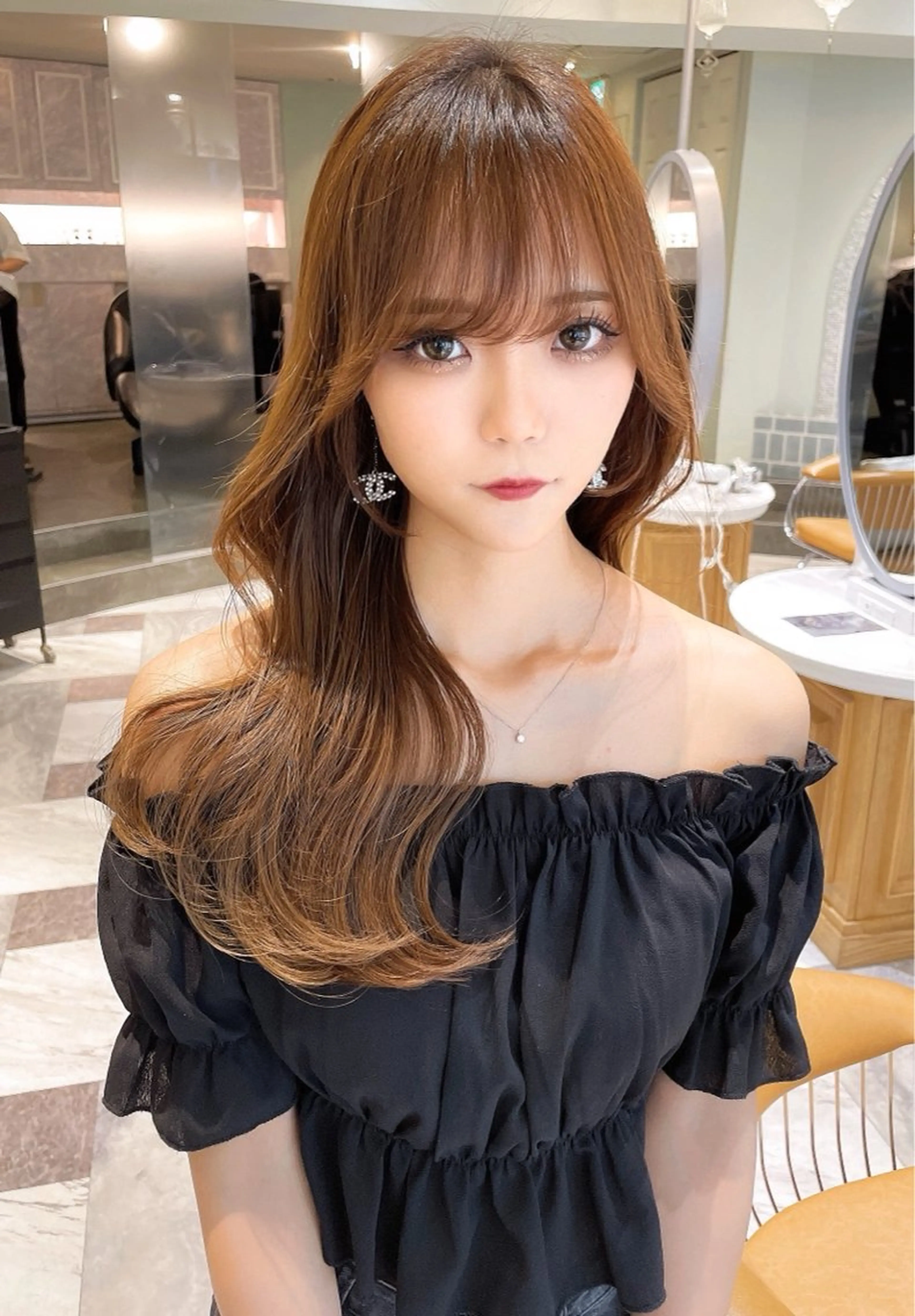 セミロング カラー ベージュカラー 黒髪 ブリーチ ブルーカラー ブルーブラック カット ヘアカラー トリートメント 木屋元一/透明感 /前髪/ショートボブのヘアスタイル