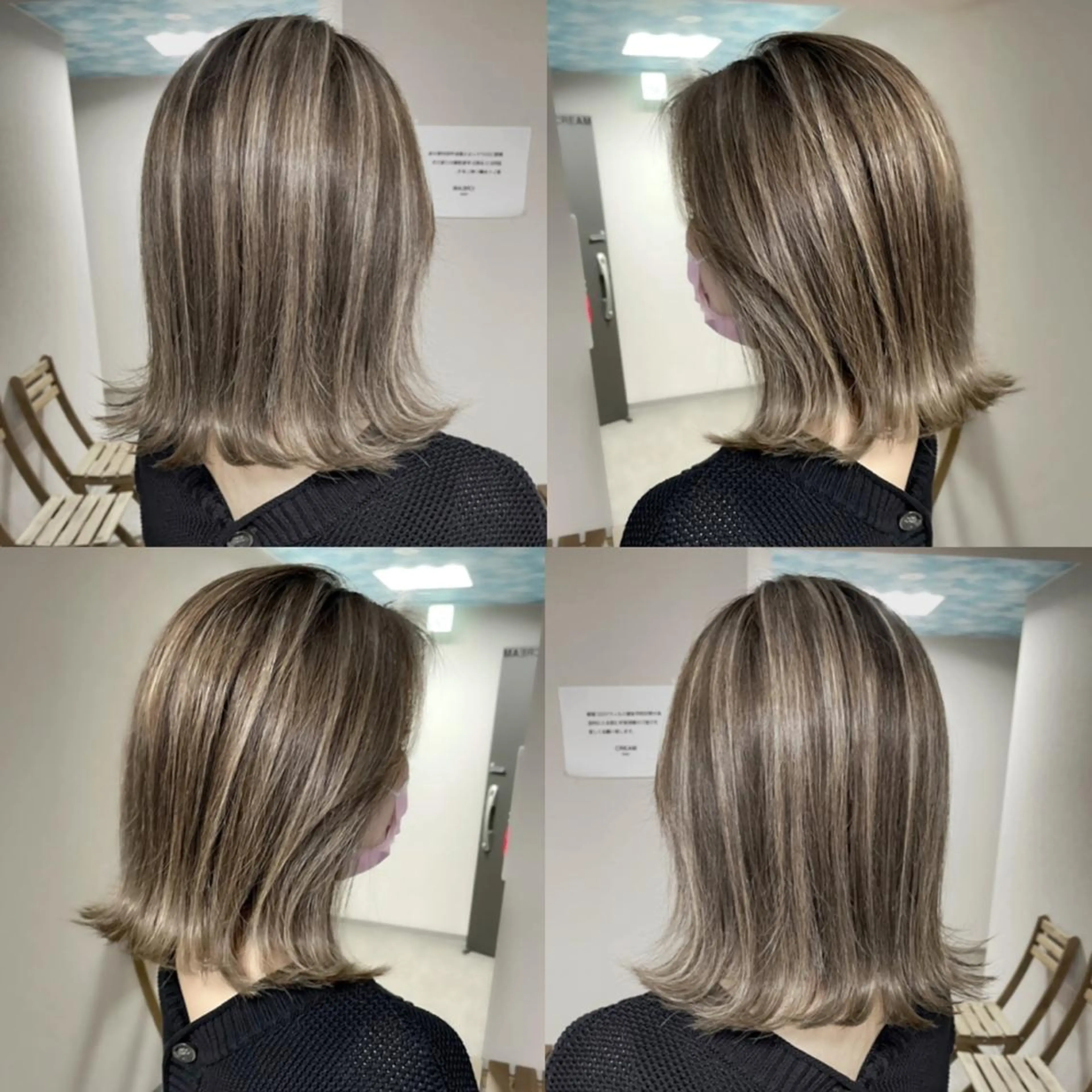 ミディアム ボブ ハイライト ヘアカラー 松井那津子 /ハイライトブリーチのヘアスタイル