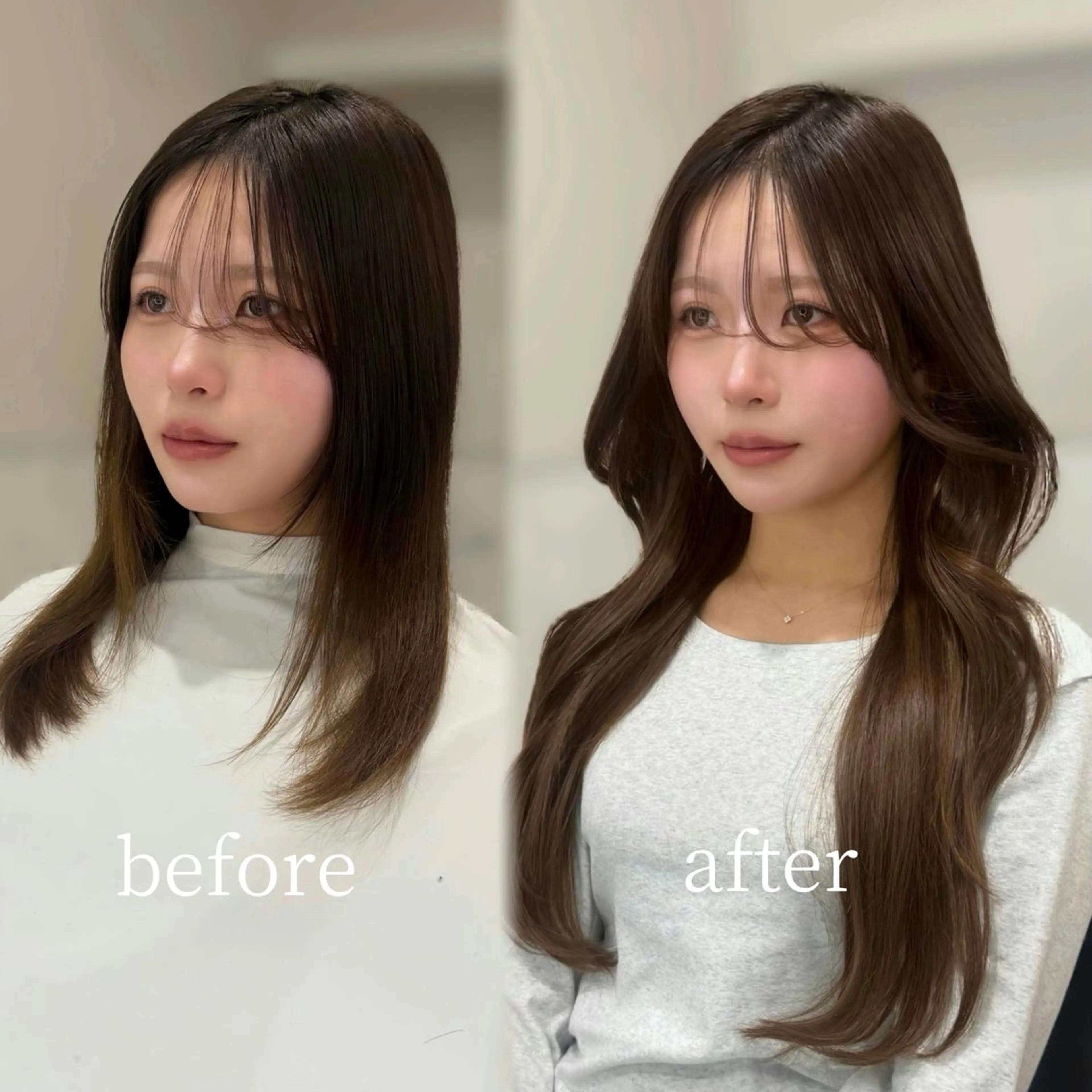 ロング カラー カット エクステ HINA🎀韓国ヘア エクステ/小顔カットのヘアスタイル