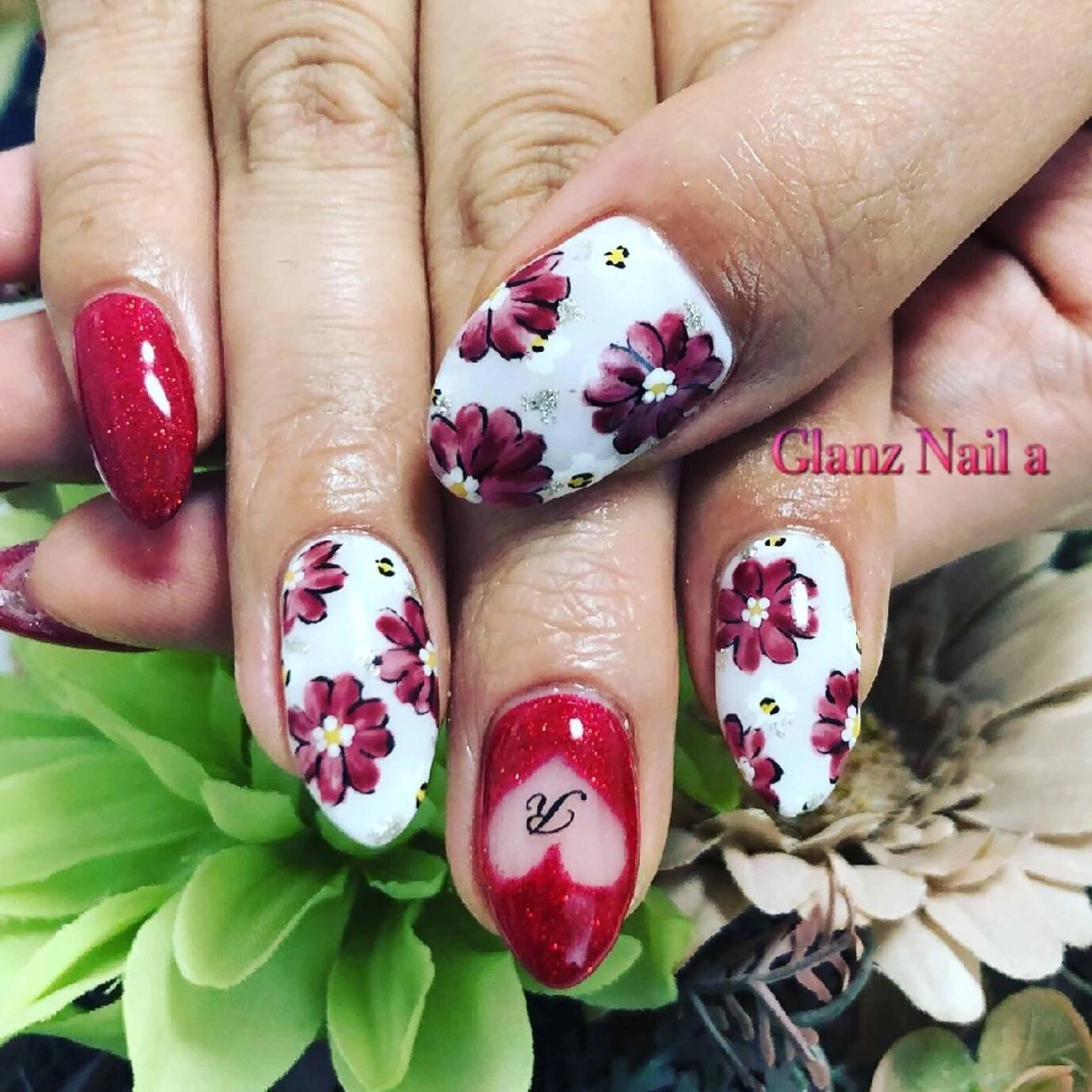 ネイル フラワーネイル Glanz  Nail aのネイルデザイン