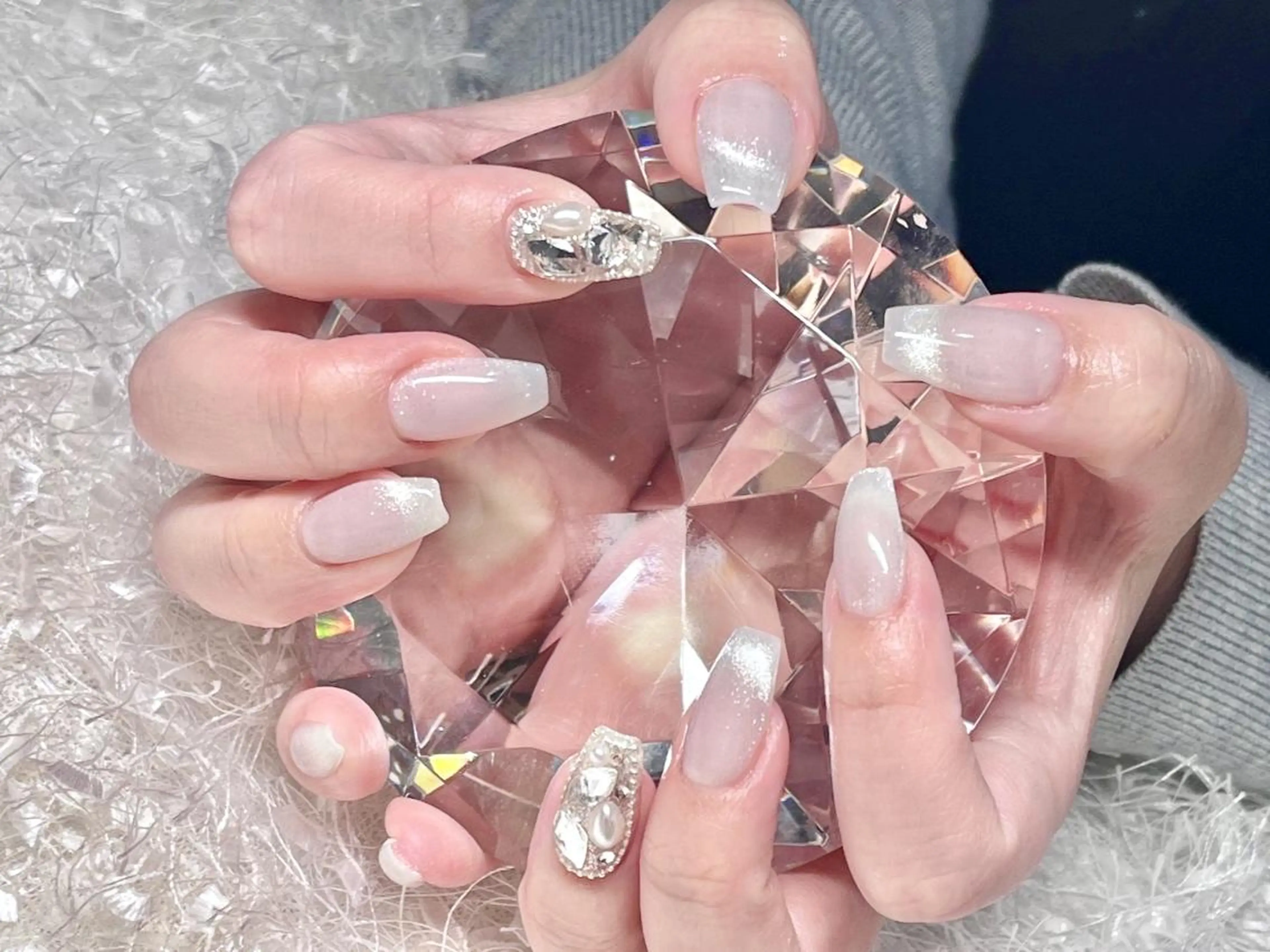 ネイル 長さ出し フレンチネイル ジェルネイル グラデーション 韓国ネイル ハンドネイル Nail&eye Belire 新宿のネイルデザイン