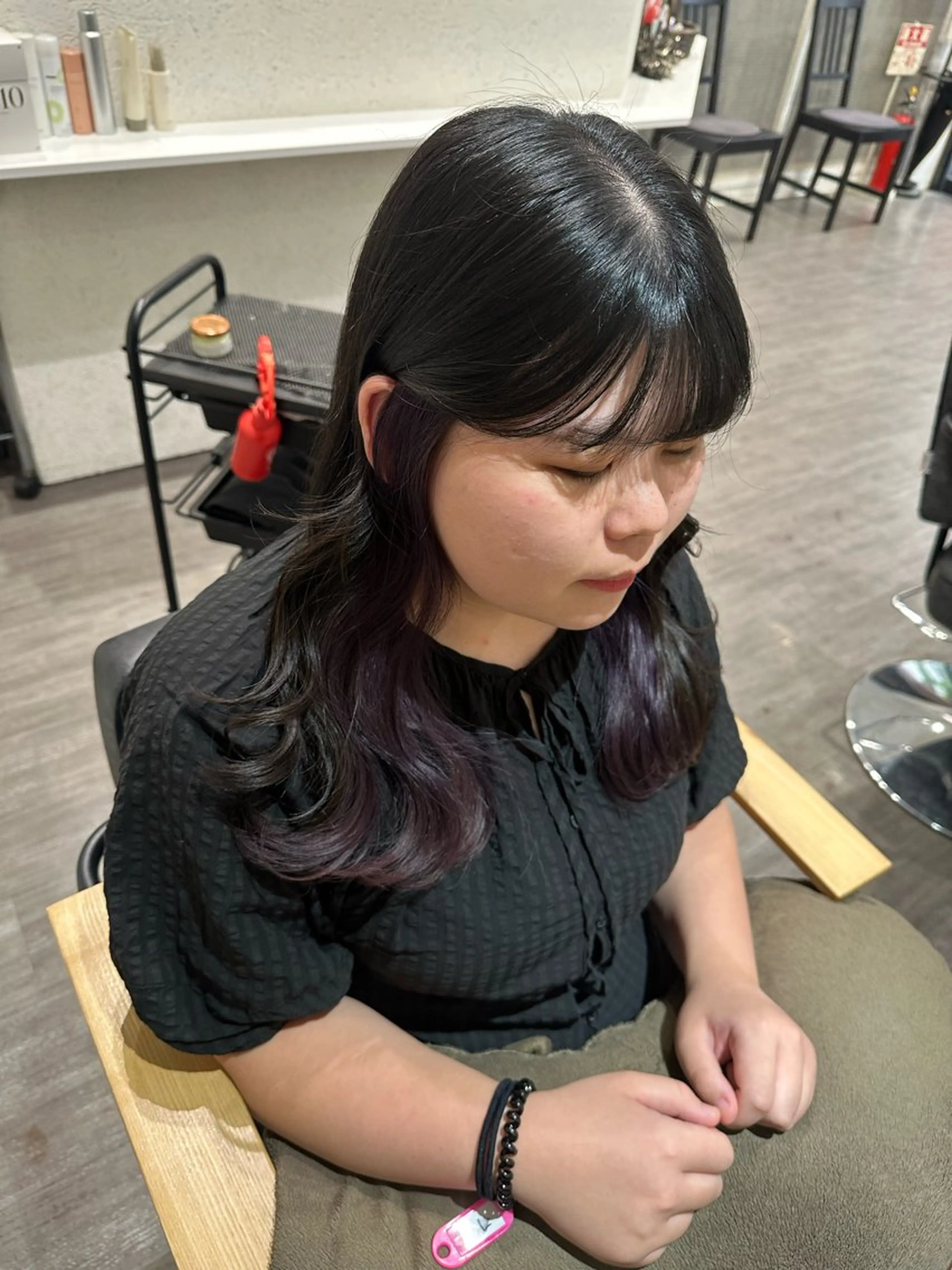 ミディアム カラー パープルカラー ヘアカラー トリートメント 艶髪レイヤー上田 紗也🇰🇷💗のヘアスタイル