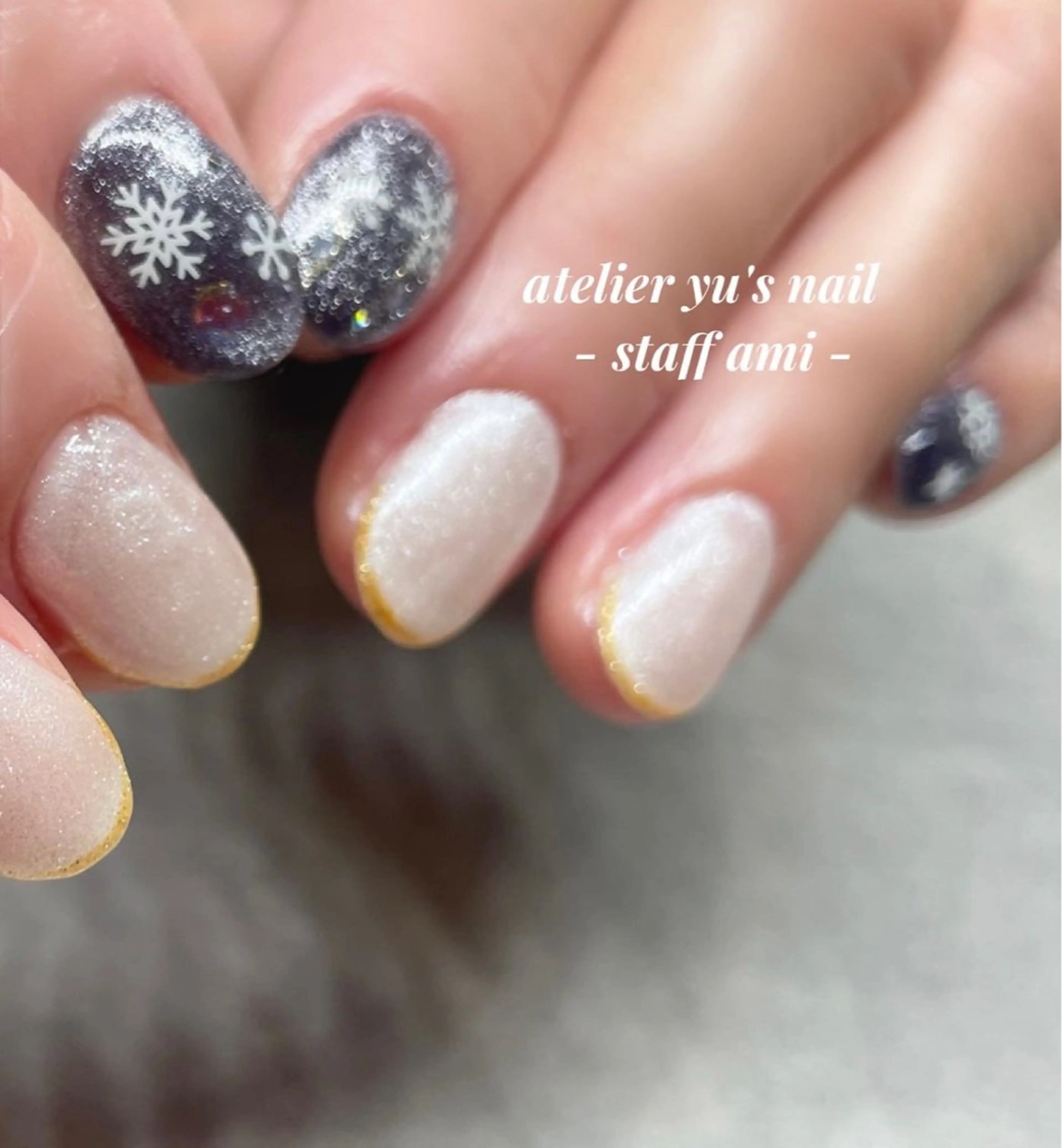 ネイル 冬ネイル クリスマス ハンドネイル ハンドケア atelier yu's nailのネイルデザイン
