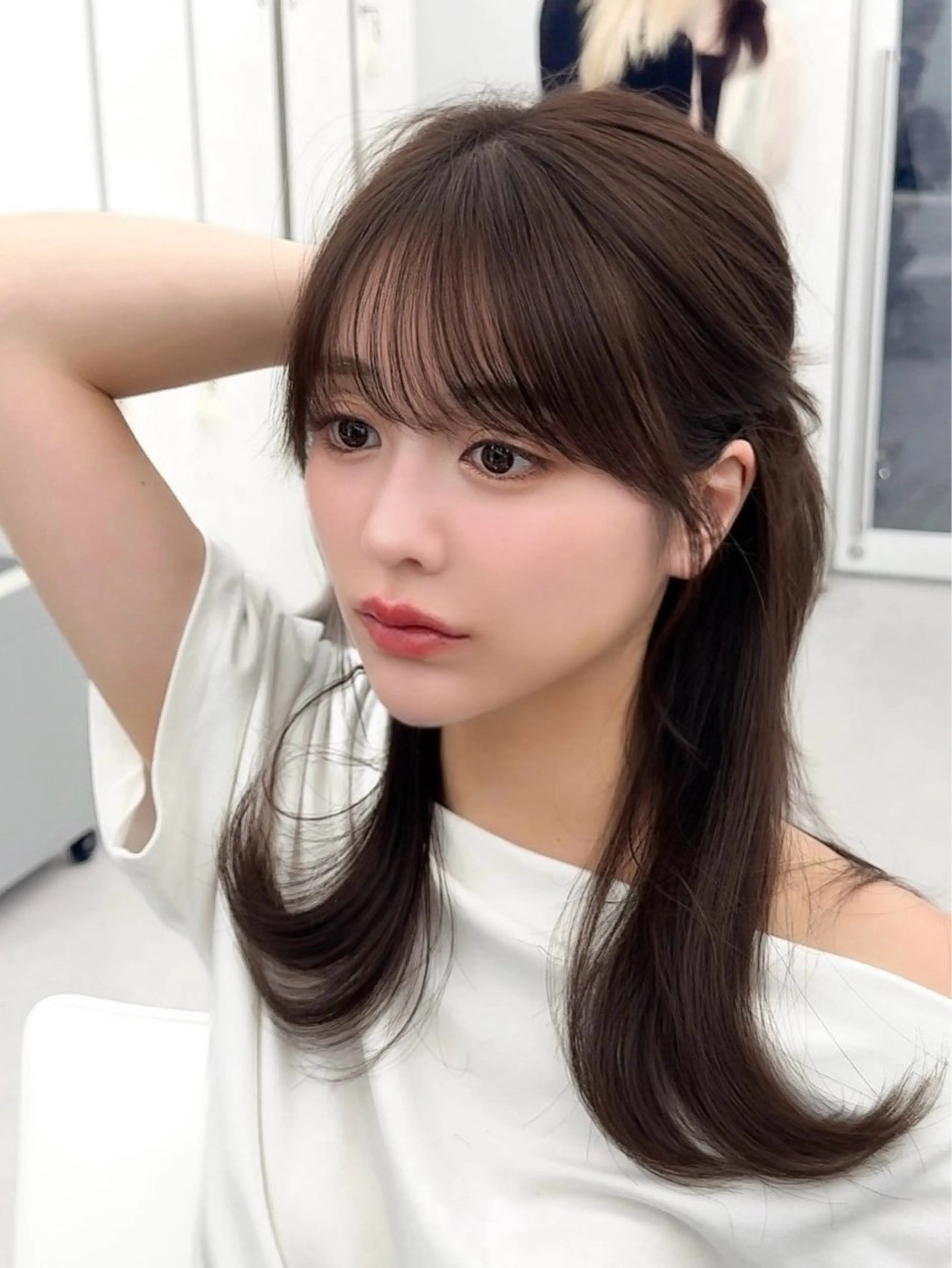 ミディアム カラー ヘアアレンジ カット ヘアカラー トリートメント 顔周り&ミディアム 特化/池袋/kokiのヘアスタイル