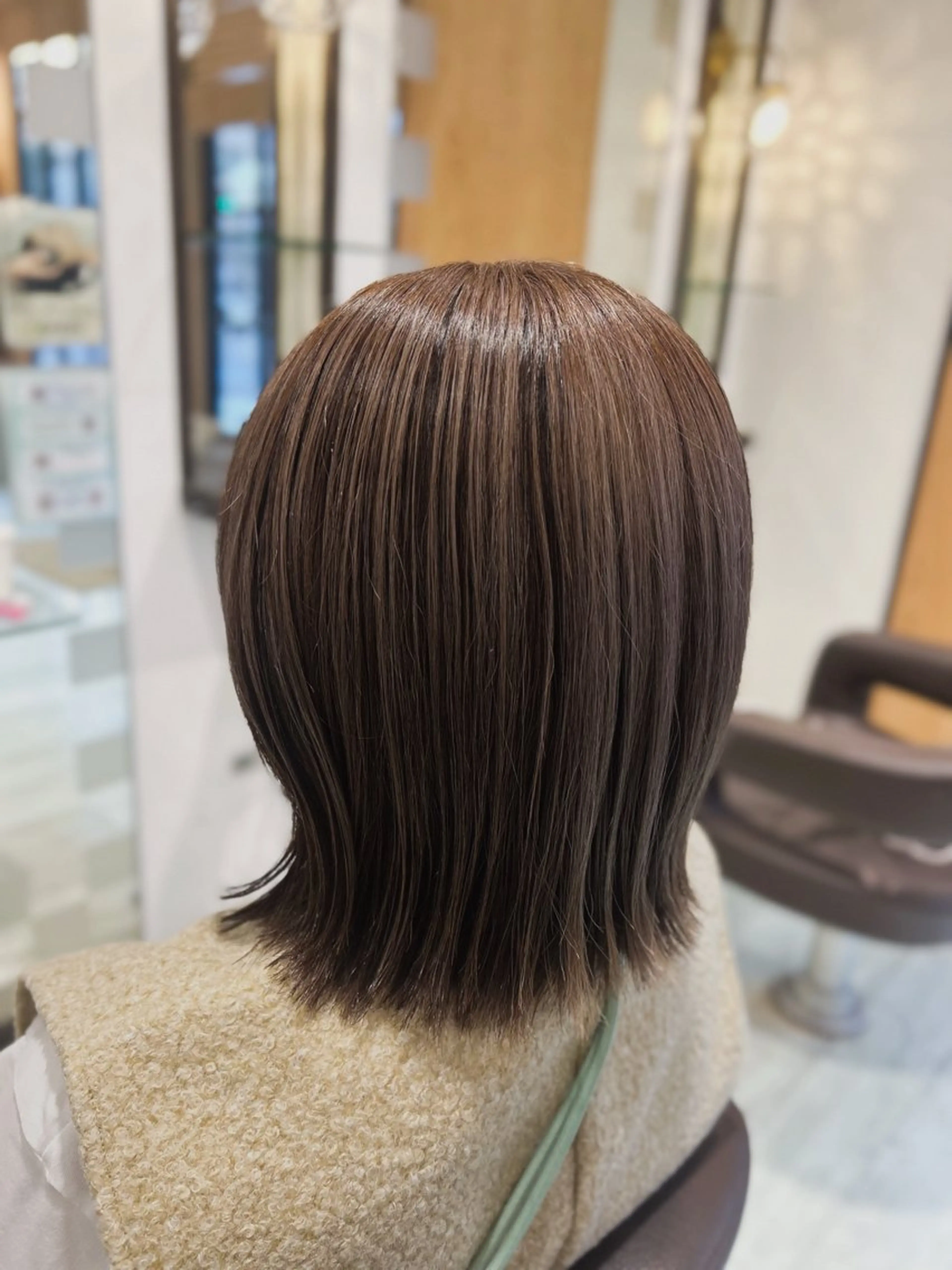 ミディアム カラー 切りっぱなしボブ ボブ 花澤 文子のヘアスタイル