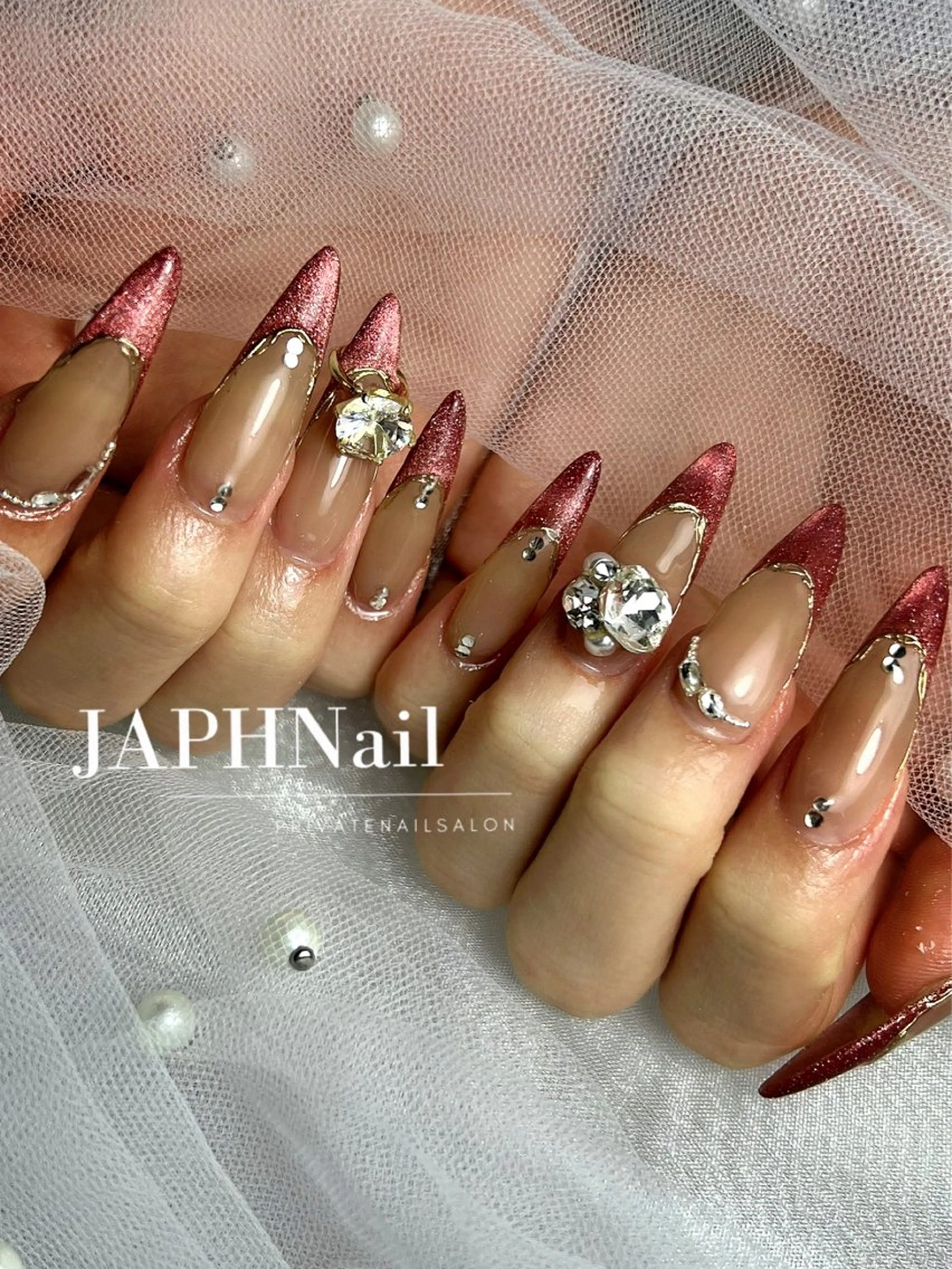 ネイル フットネイル キラキラネイル ロングネイル ニュアンスネイル ワンホンネイル NailSalon /JAPHのネイルデザイン