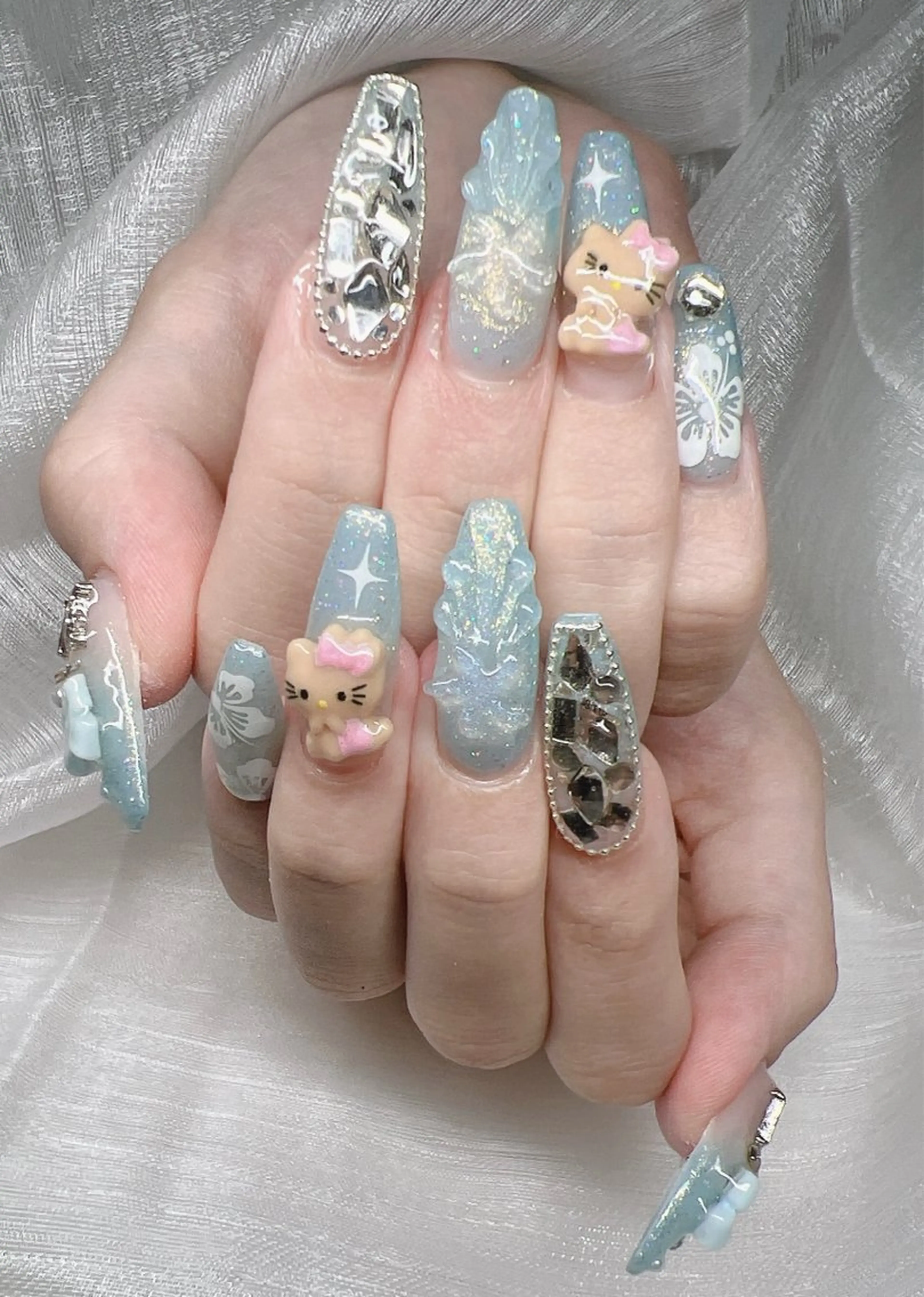 ネイル 長さ出し グラデーション キラキラネイル マグネットネイル ニュアンスネイル Lee Nails チップ長さだし専門店のネイルデザイン