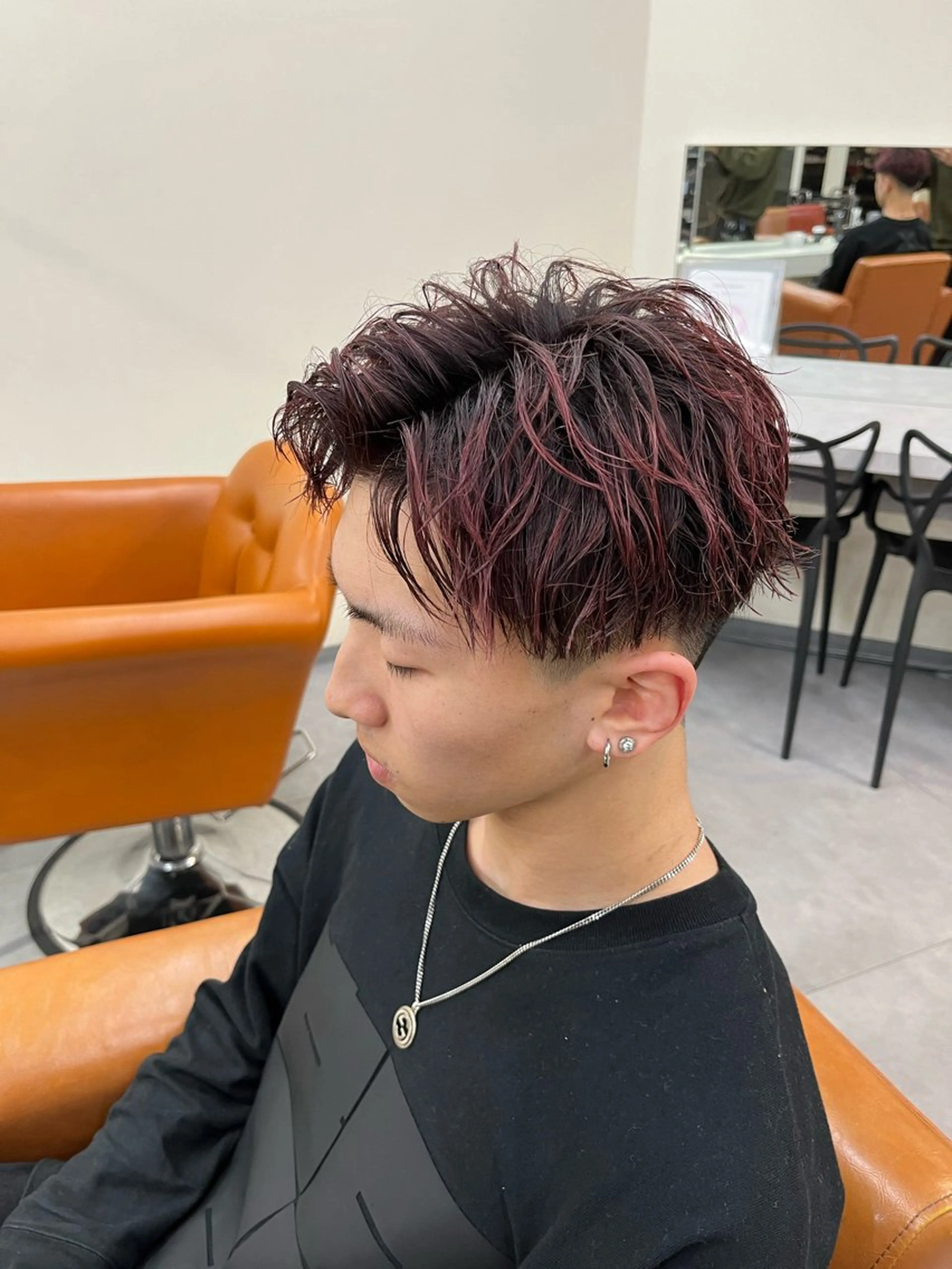 カラー パーマ メンズ カット ヘアカラー フェザーパーマメンズ ツイスパ京都駅前のヘアスタイル