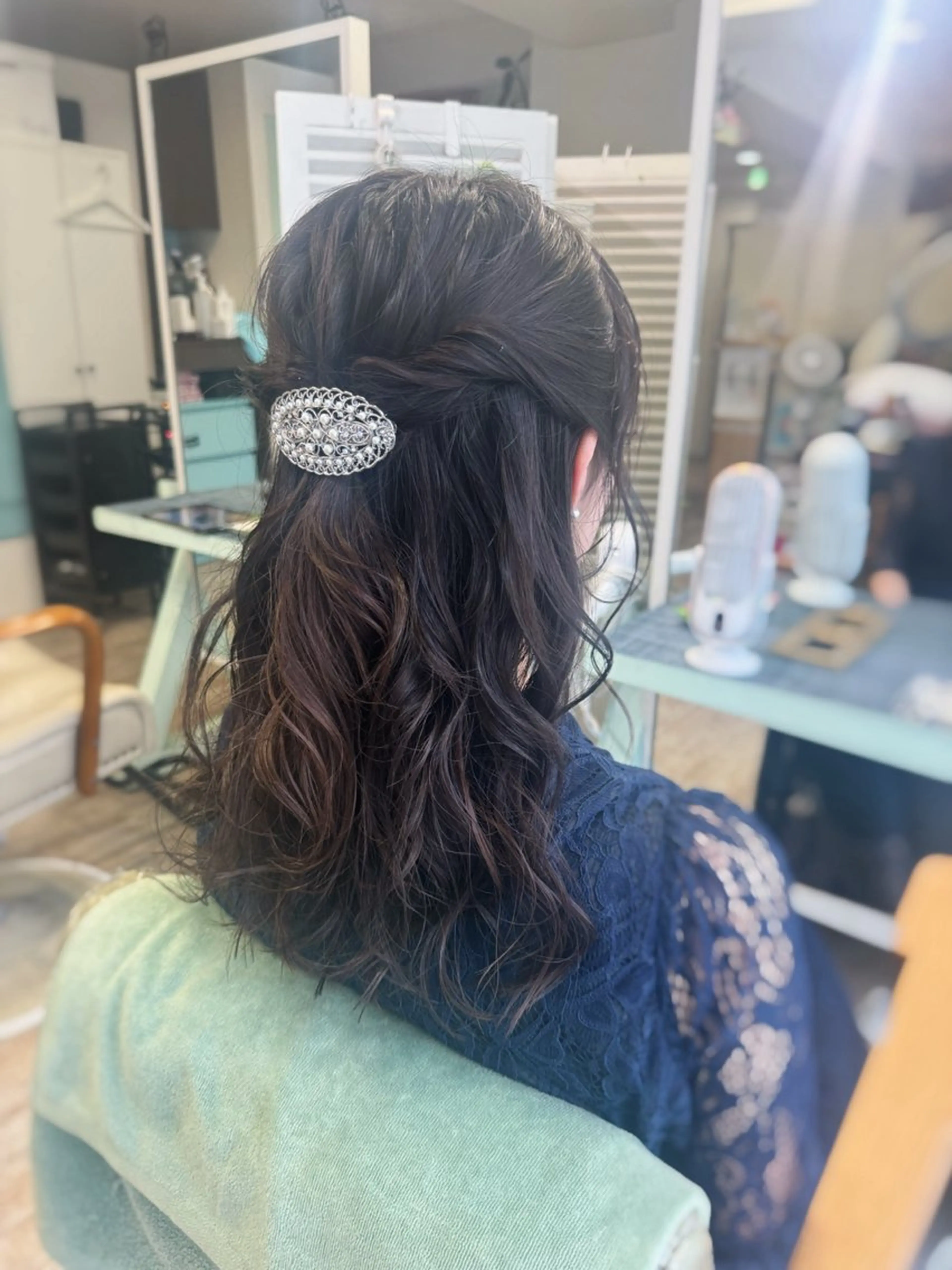 セミロング ヘアアレンジ ハーフアップ 個室サロン🌼万希 ヘアケア/ヘッドスパのヘアスタイル