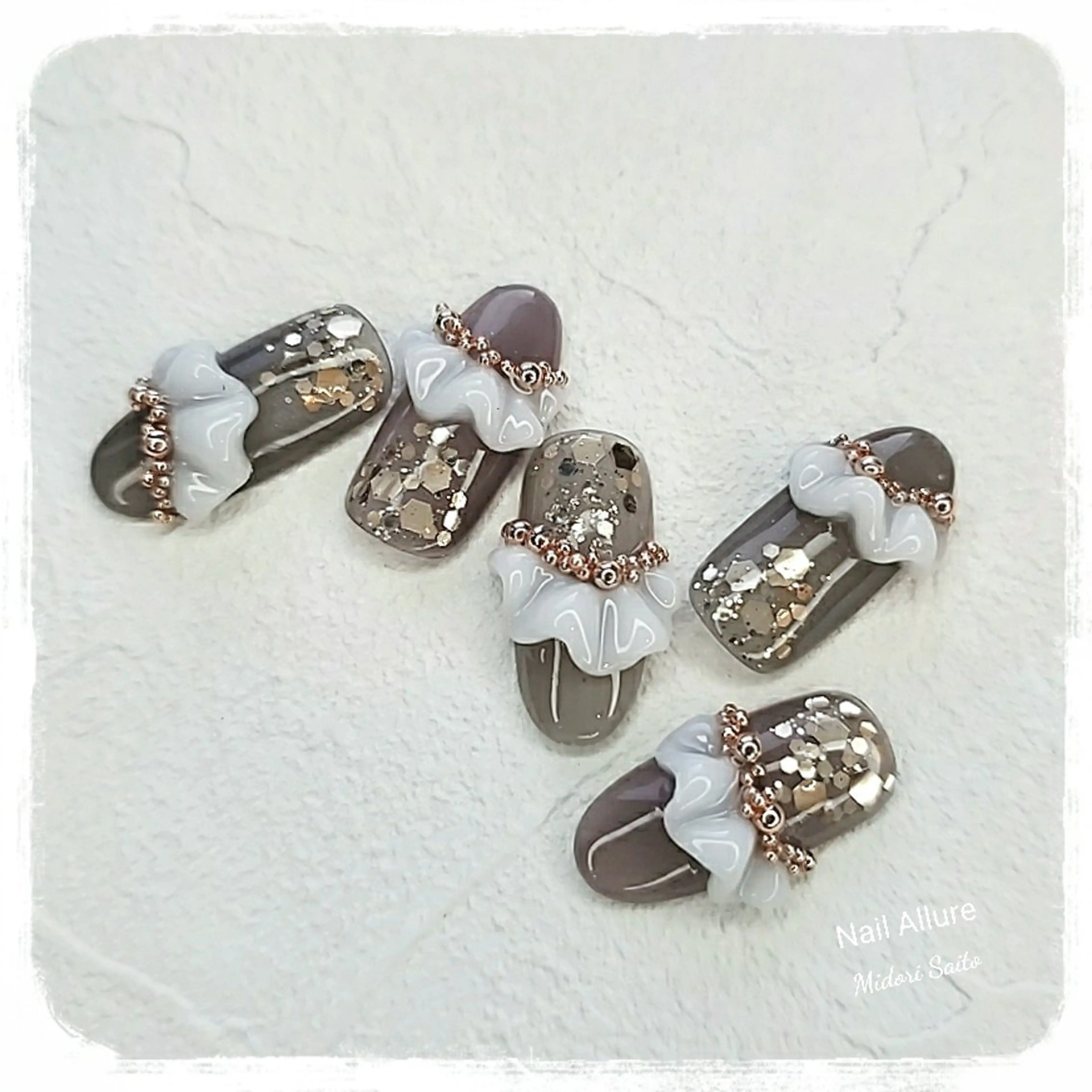 ネイル ジェルネイル レース スカルプネイル Nail Allureのネイルデザイン