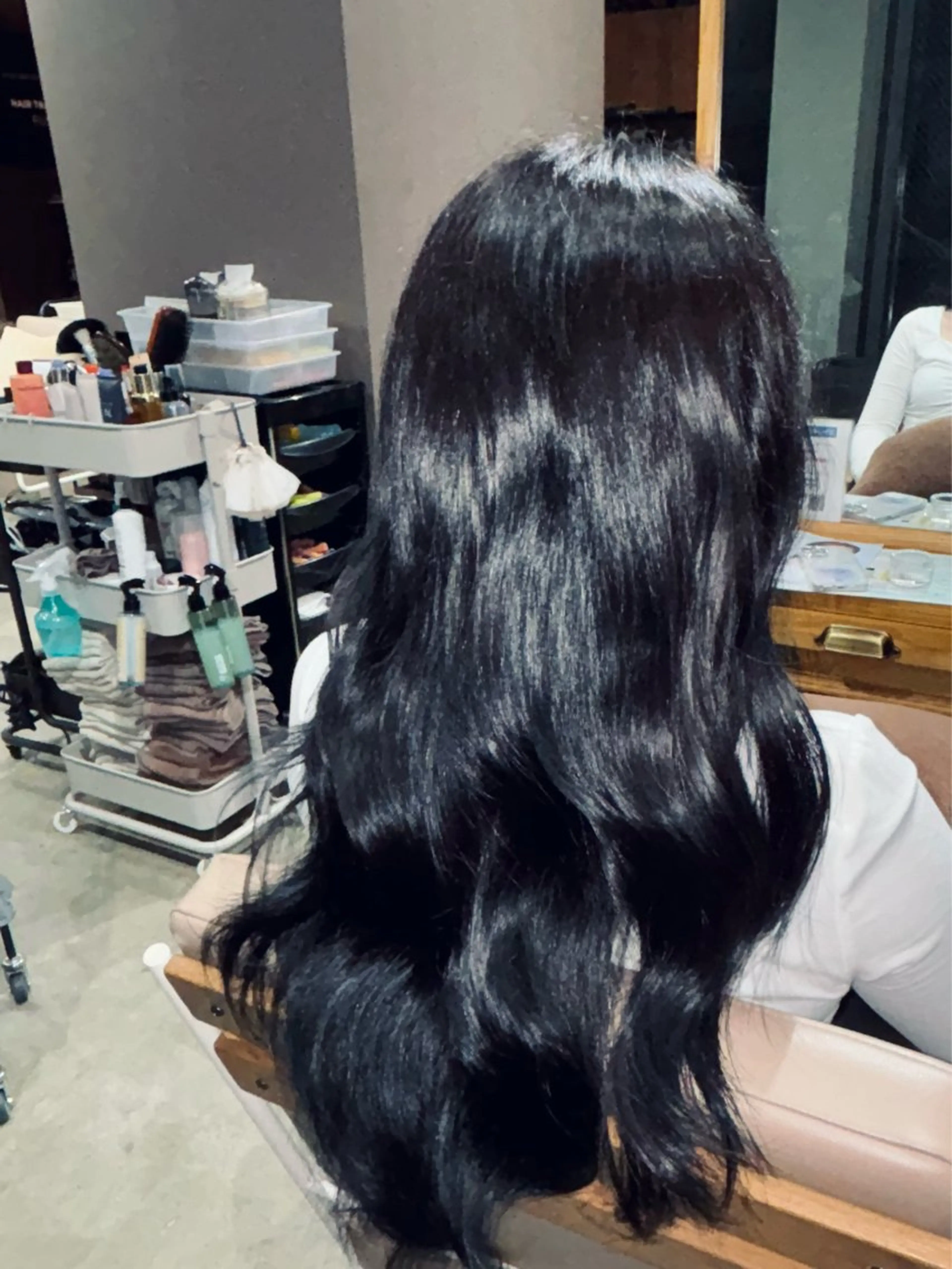 カラー 黒髪 ブルーカラー ブルーブラック ブルーラベンダー ラベンダーカラー NOA/トレンドヘア ブリーチなし艶カラーのヘアスタイル