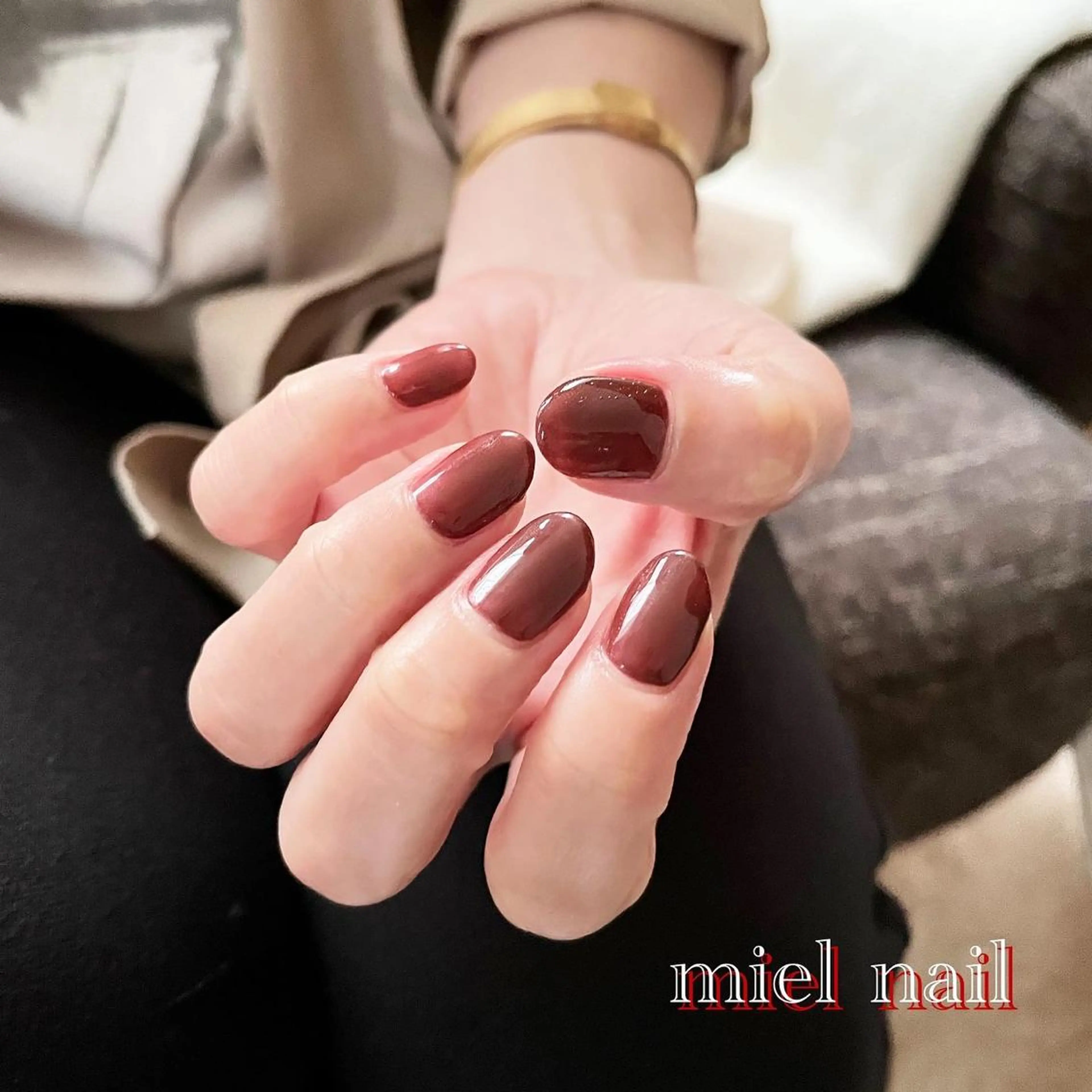 ネイル ボルドー シンプルネイル ハンドネイル miel nailのネイルデザイン