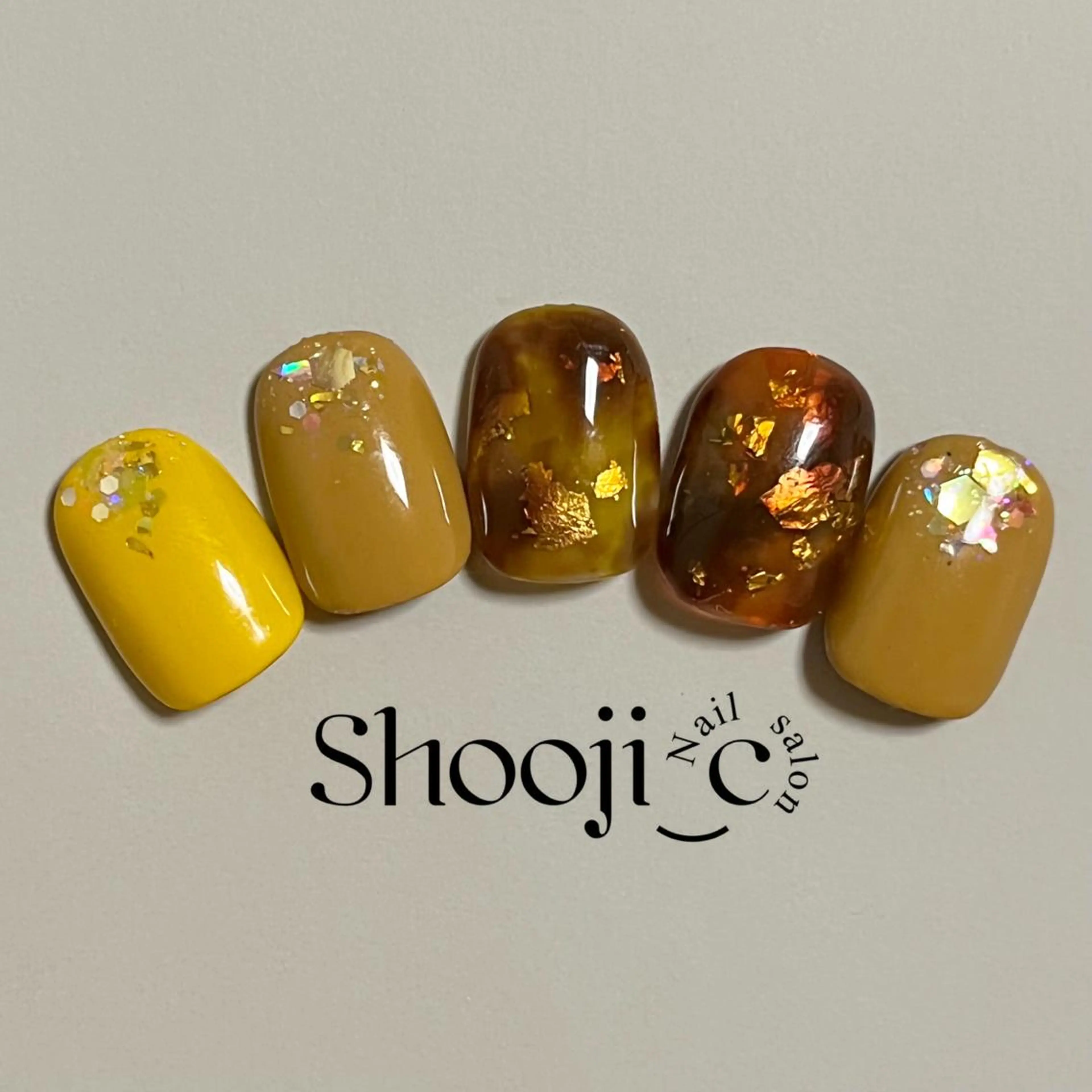 ネイル べっ甲ネイル ラメ(グリッター) オレンジ 黄色 Shooji_c Nail salonのネイルデザイン