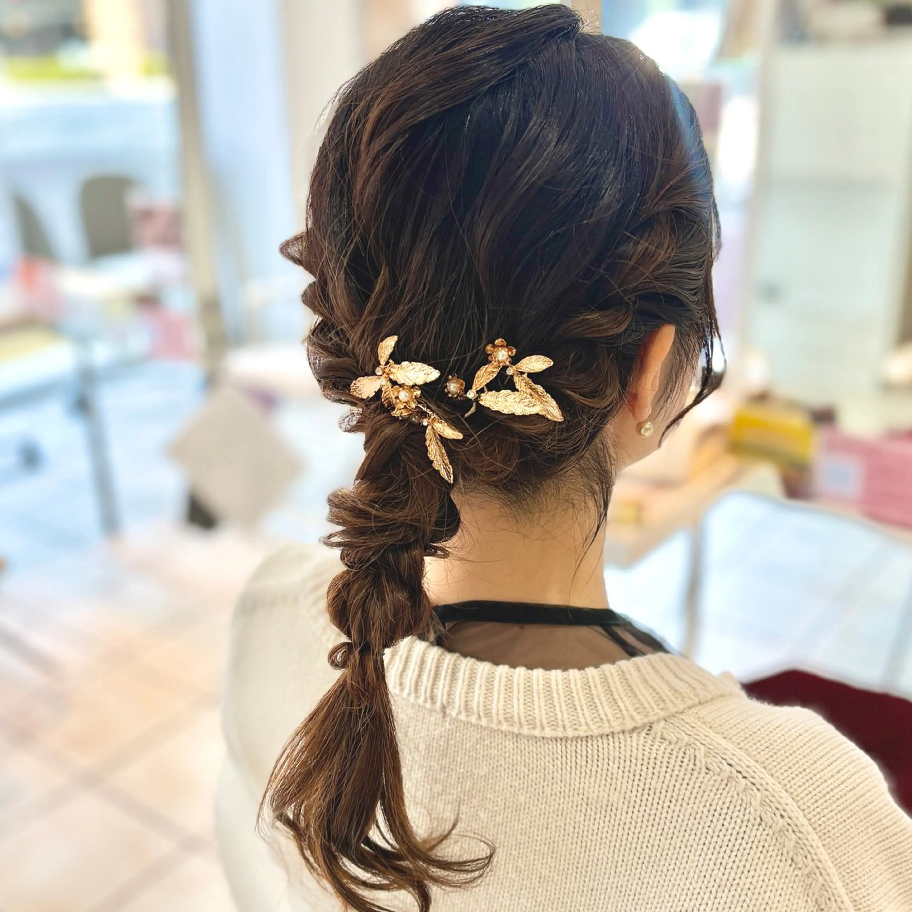 セミロング ヘアアレンジ ヘアセット ブリーチ/ヘアセット 【𝙍𝙞𝙣𝙤】のヘアスタイル