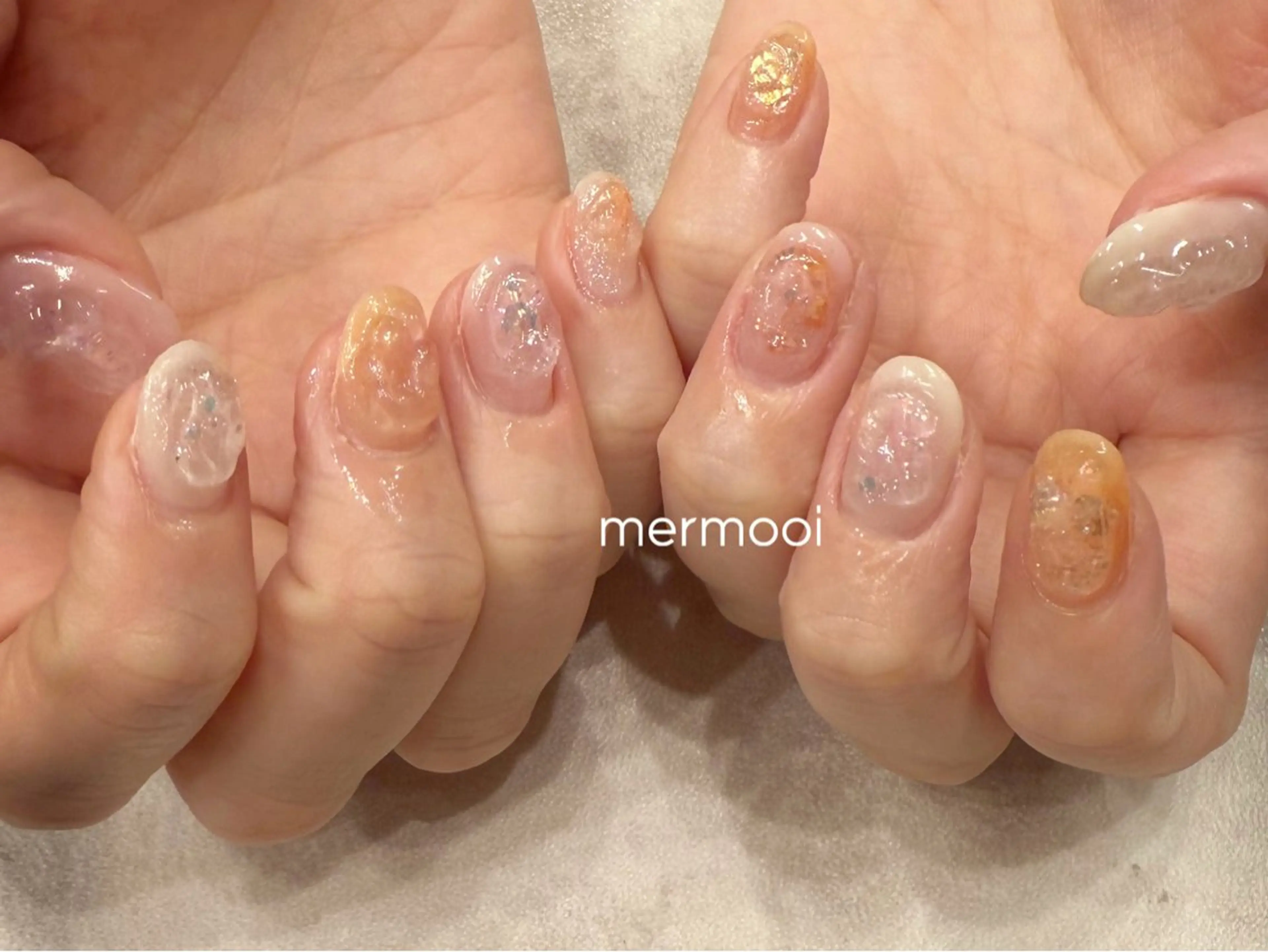 ネイル クリアネイル ニュアンスネイル ぷっくりネイル melumooi nailのネイルデザイン