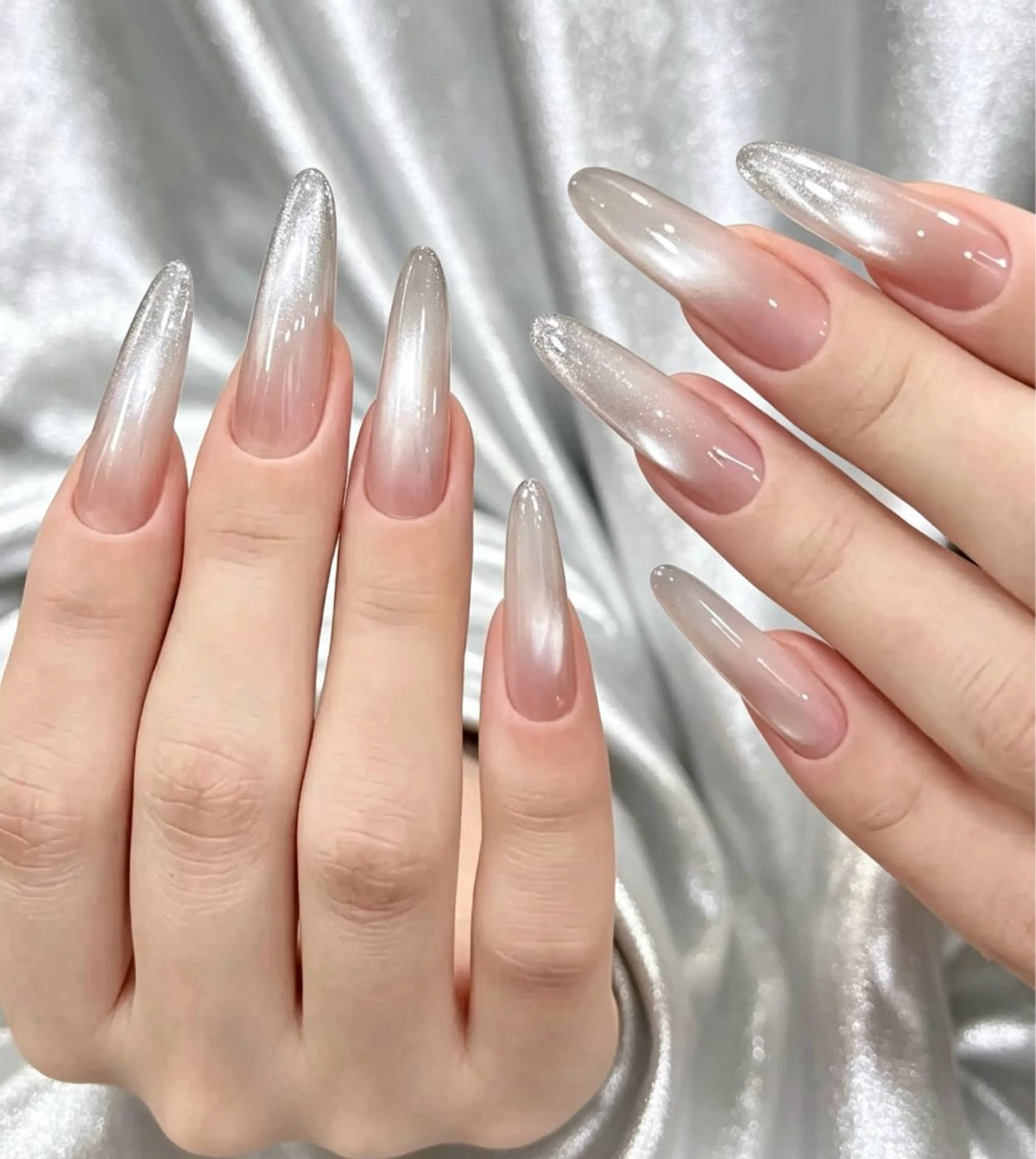 ネイル アートネイル オーロラネイル チークネイル 長さ出し フレンチネイル ハンドネイル ハンドケア Yumi Nail Seiのネイルデザイン