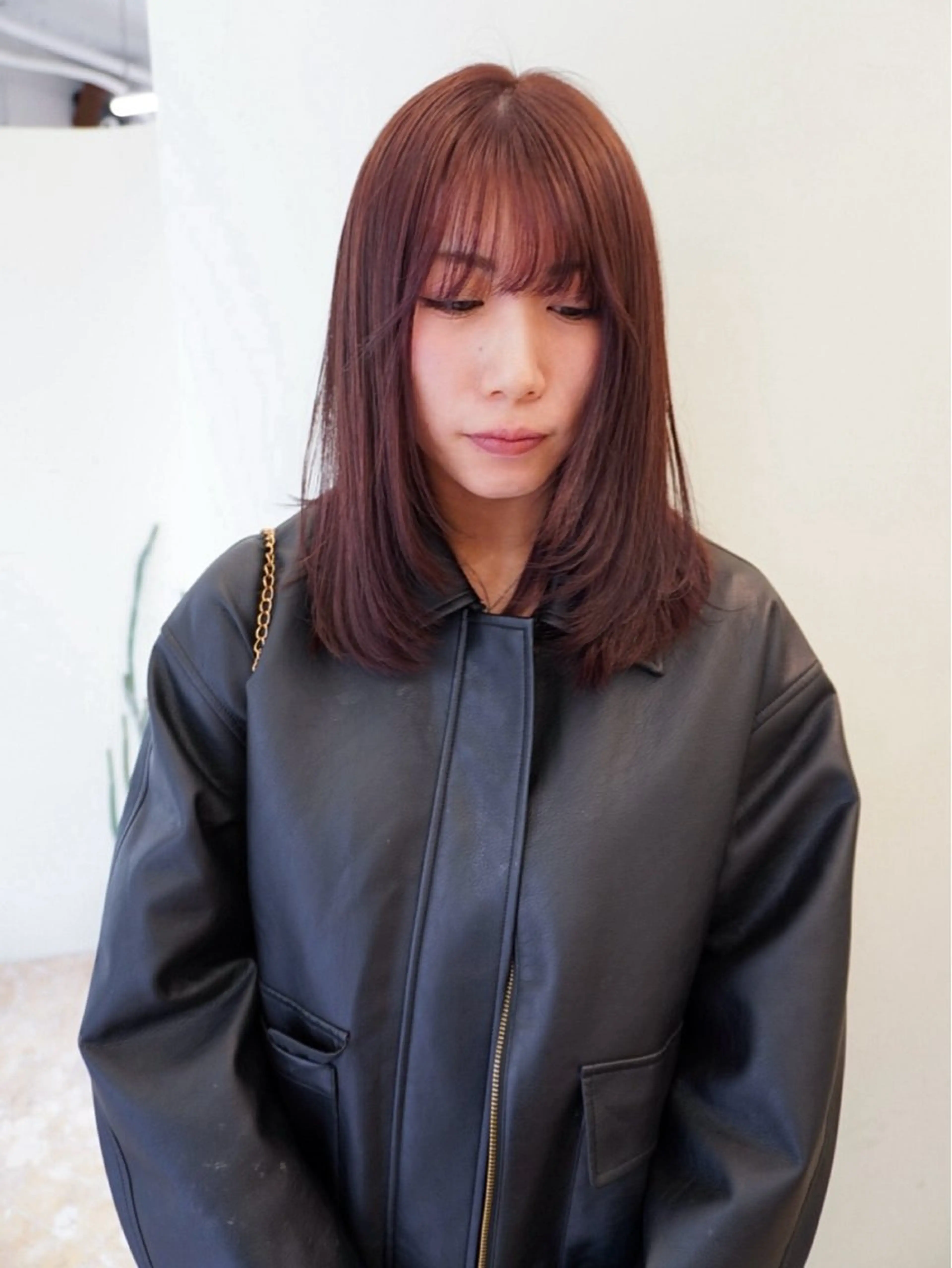 ミディアム カラー ブラウンカラー ピンクカラー ピンクブラウン ヘアカラー 名古屋カラーモデル/ 暖色カラー/リカのヘアスタイル