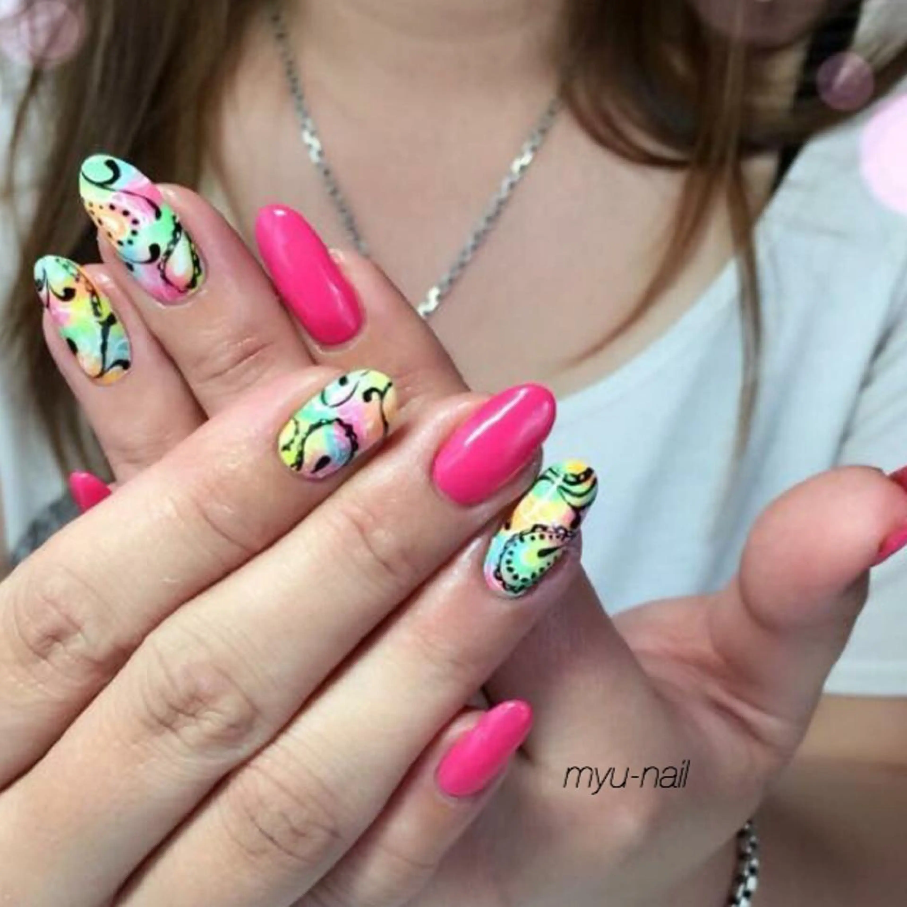 ネイル アートネイル ホワイト ホームサロン myu-nailのネイルデザイン