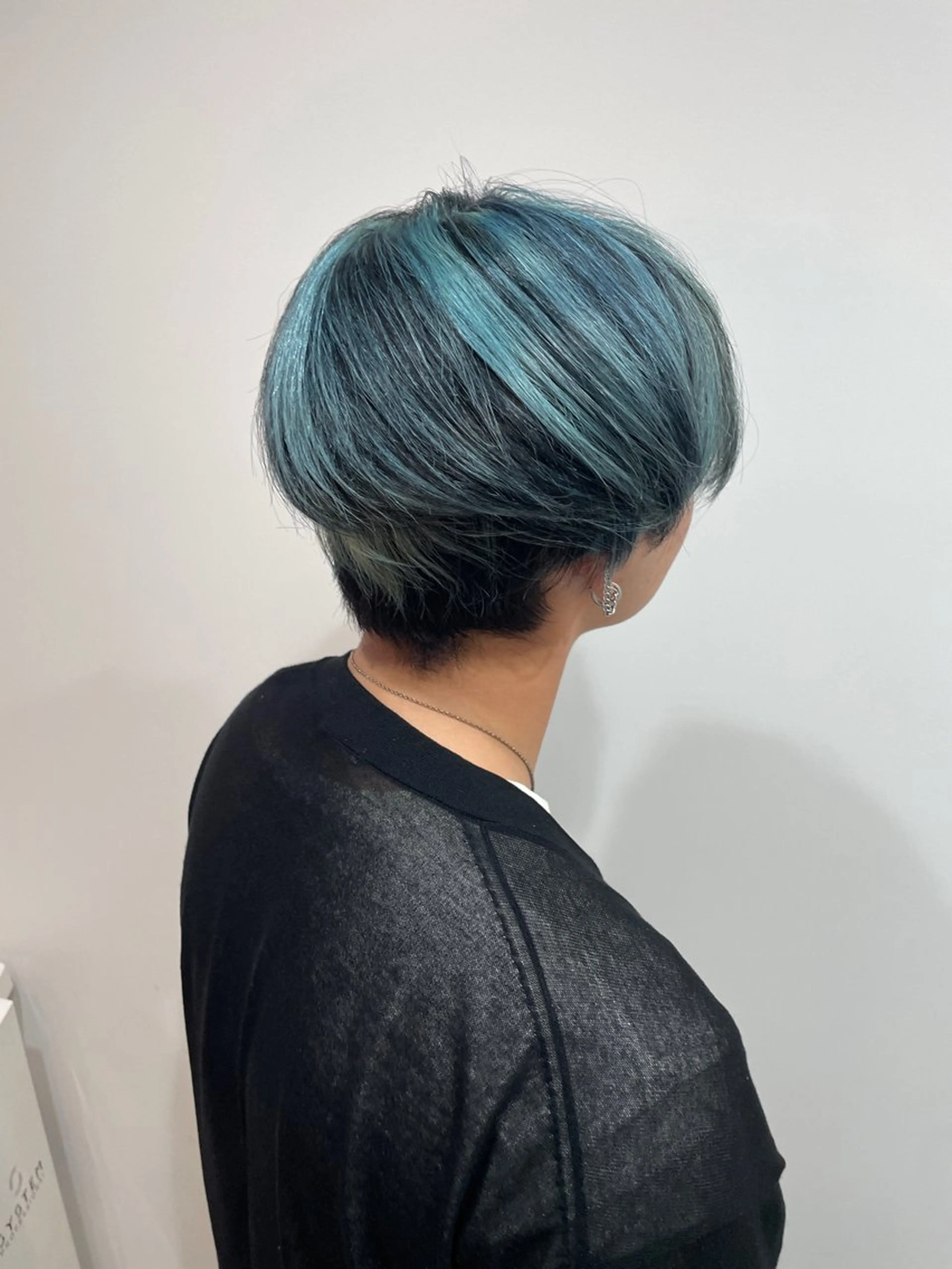 ショート カラー 切りっぱなしボブ レイヤー/縮毛矯正のヘアスタイル