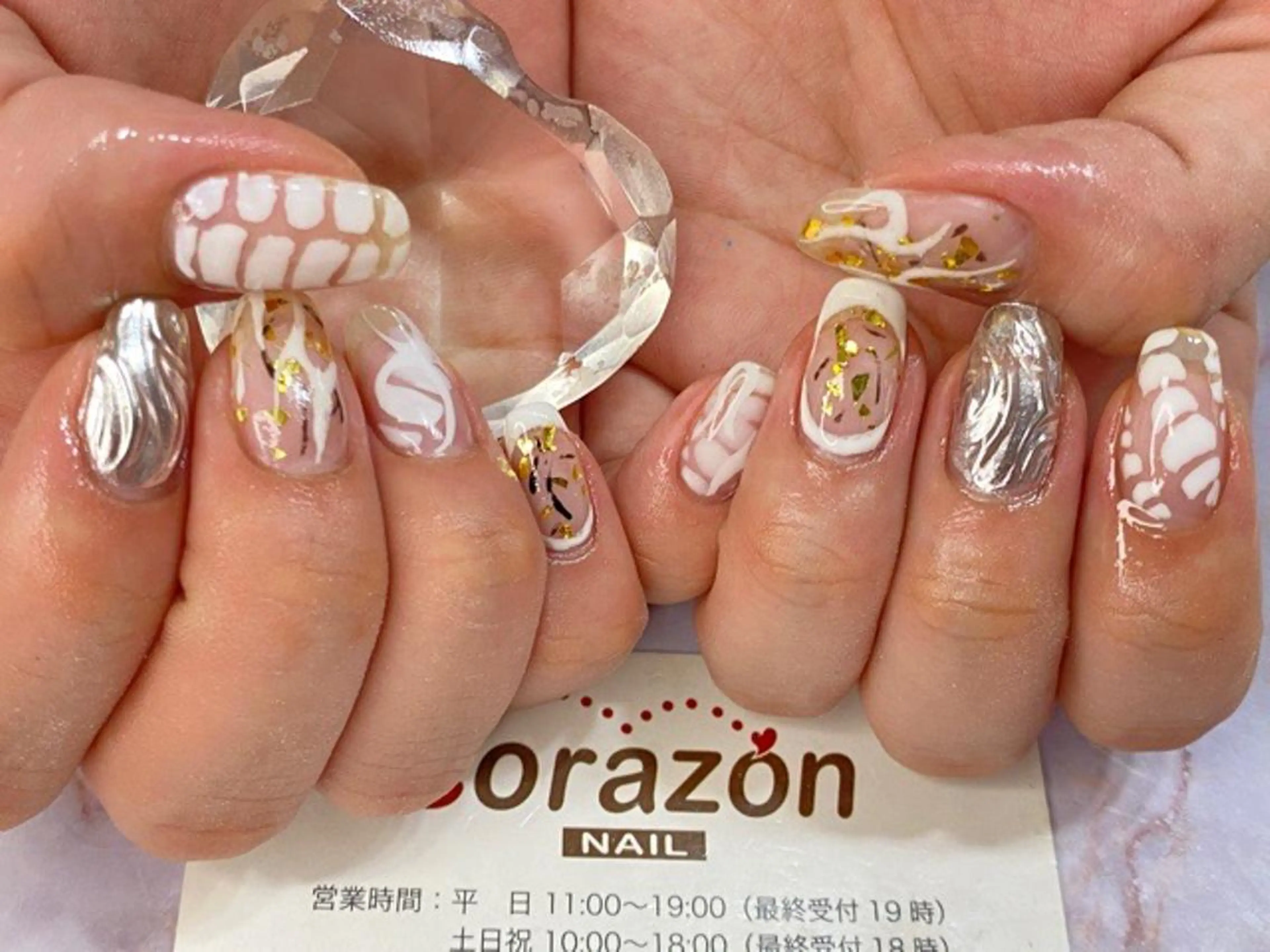 ネイル ジェルネイル ミラーネイル シルバー corazon所属・ネイリスト aicoのネイルデザイン