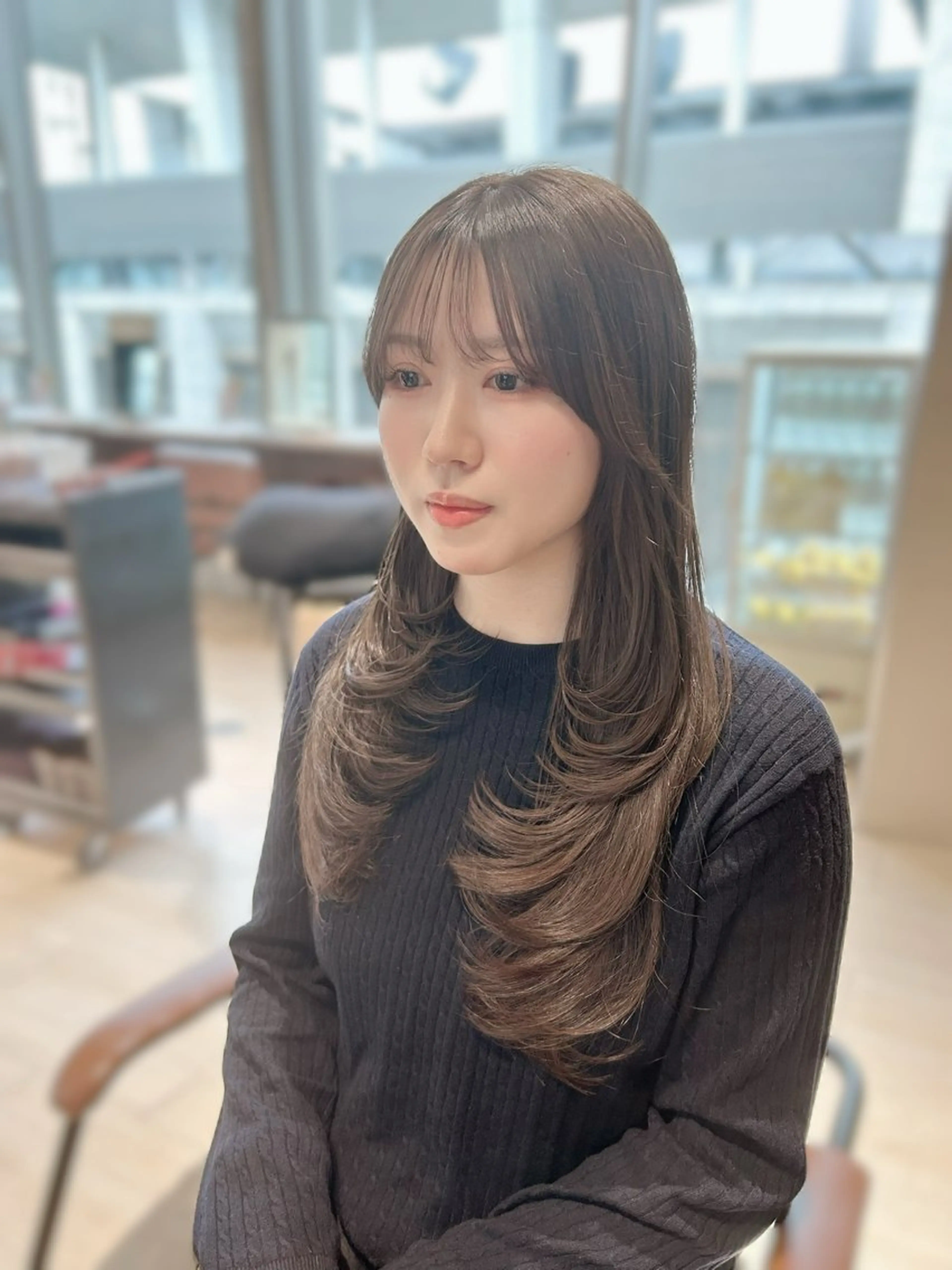 ロング カット ヘアカラー トリートメント 🎀大竹美侑／顔まわ りカット／レイヤーのヘアスタイル
