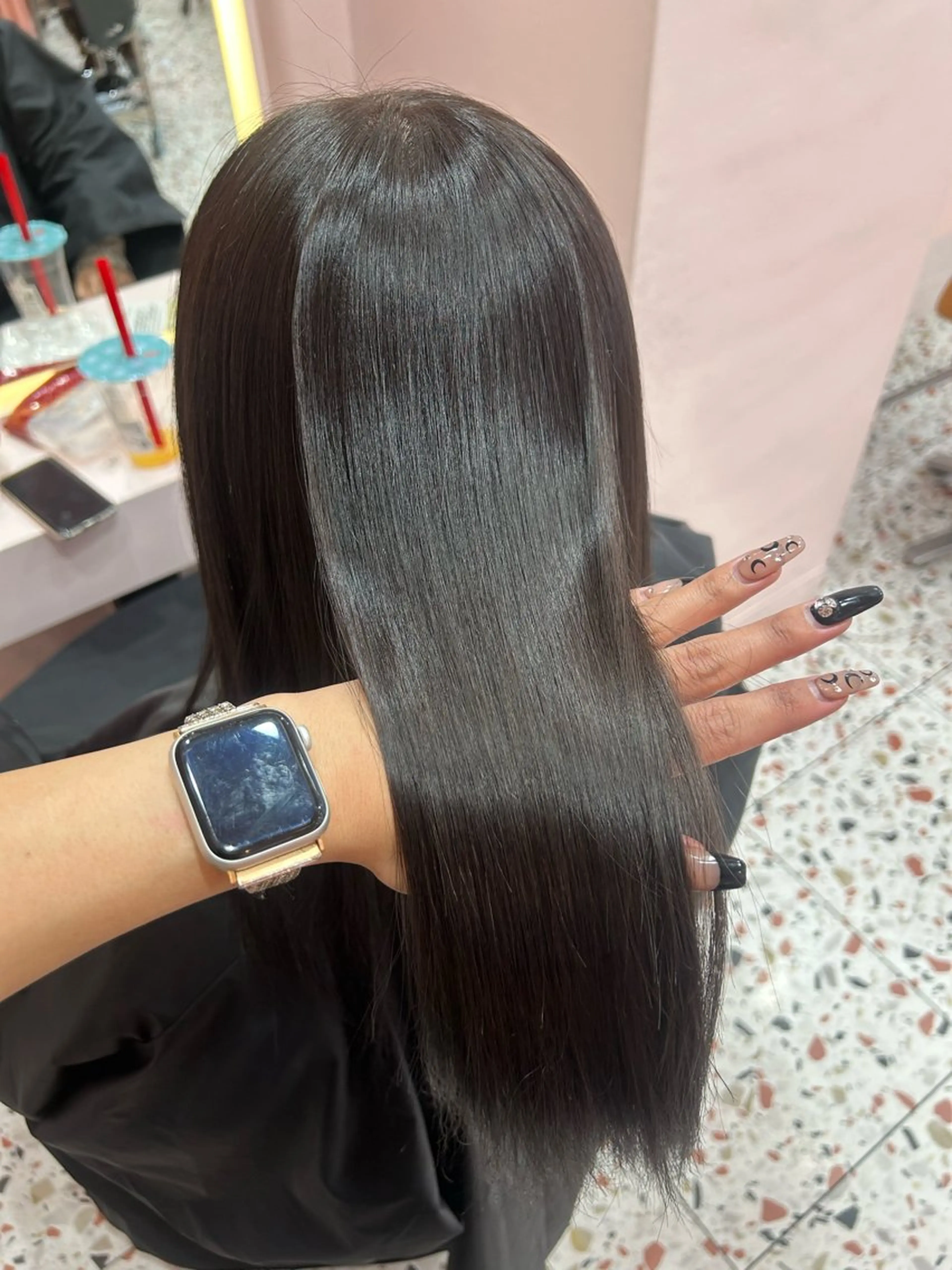 ロング カラー 黒髪 ブルーカラー ケアカラー ラベンダーカラー 小顔カット カット ヘアカラー トリートメント 原宿／ワンホンヘア SAAYA🖤のヘアスタイル