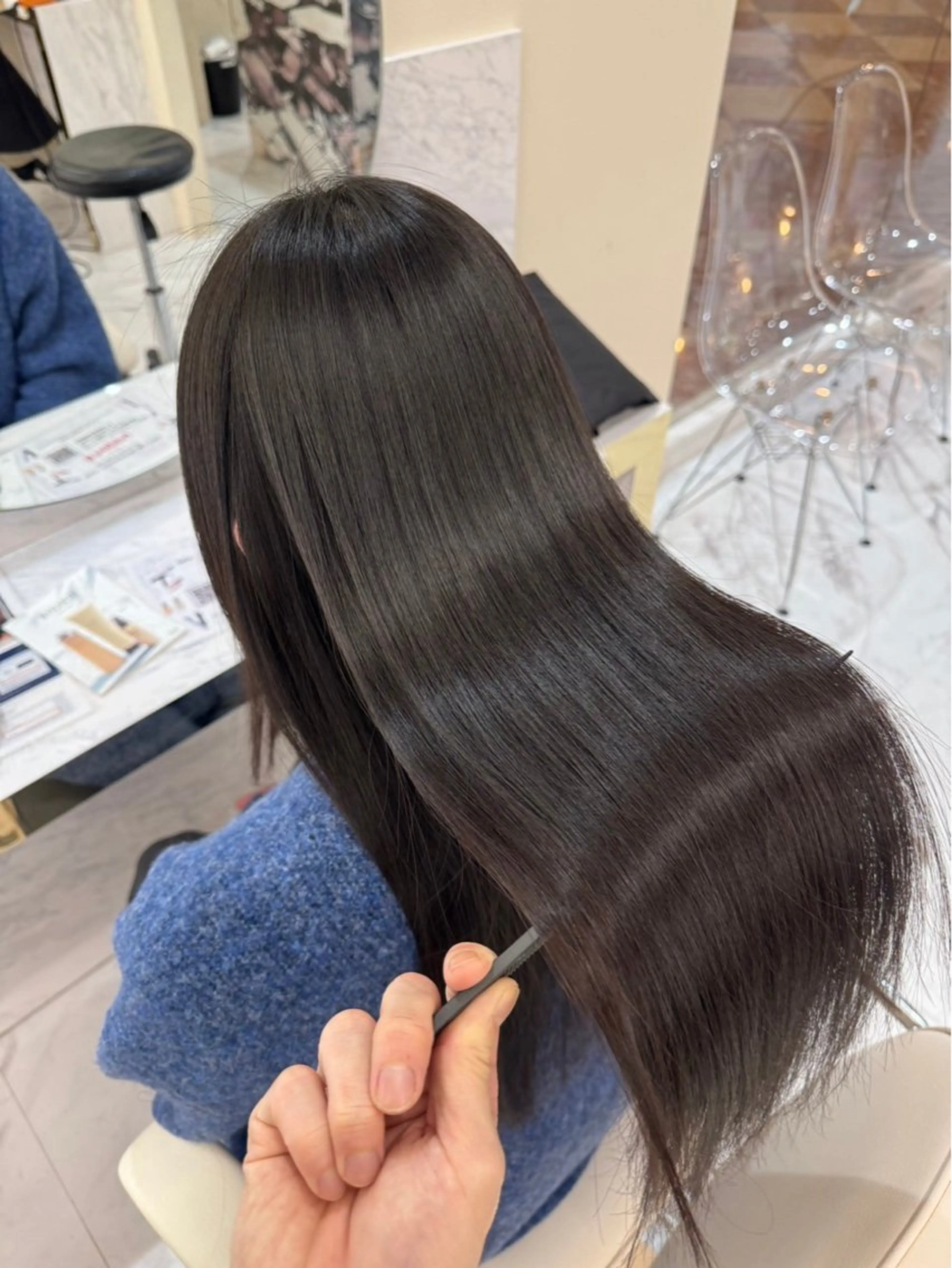 ロング カラー ヘアカラー トリートメント 縮毛矯正🫧髪質改善 高原瑞輝のヘアスタイル