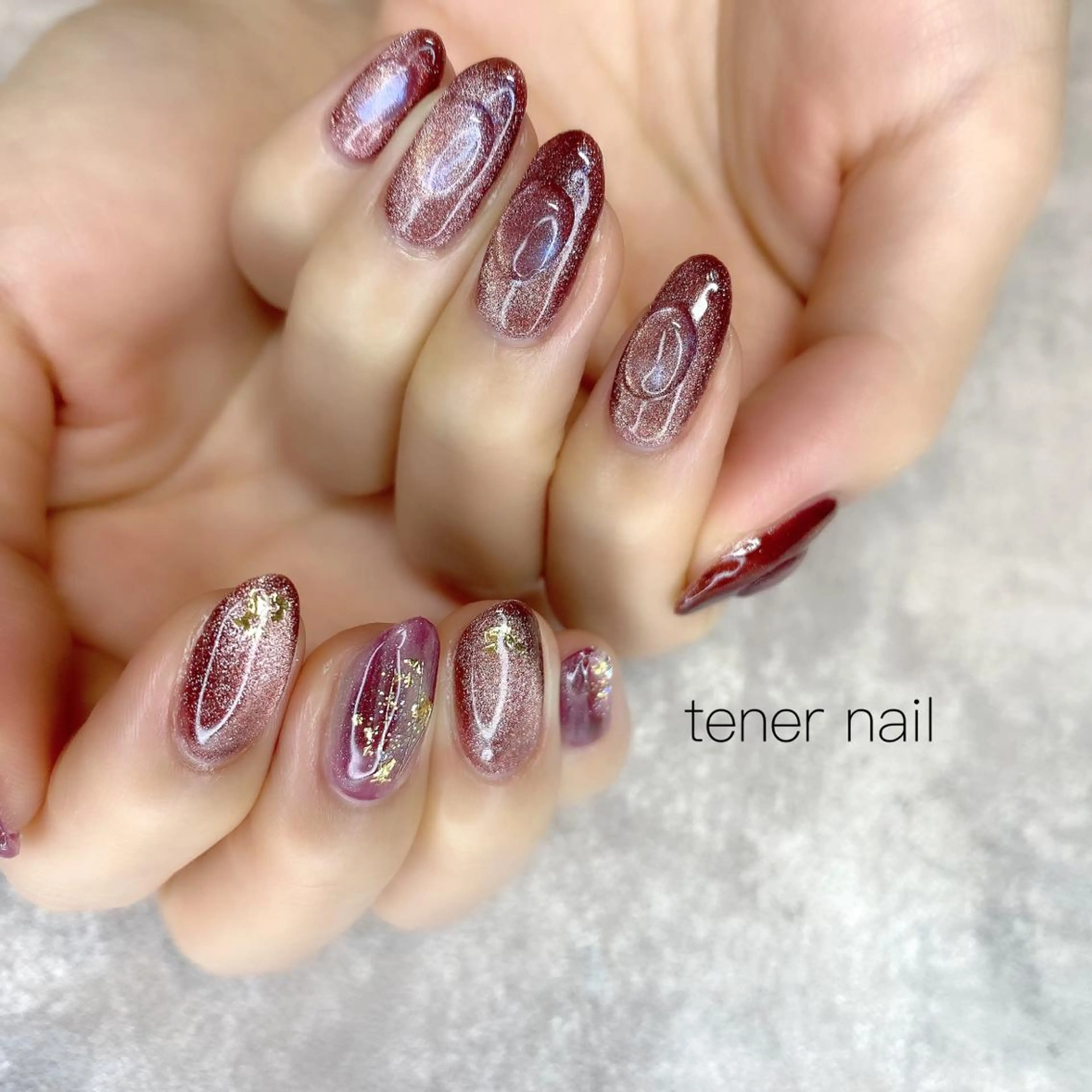 ネイル ブラウン マグネットネイル テネルネイル tener nailのネイルデザイン