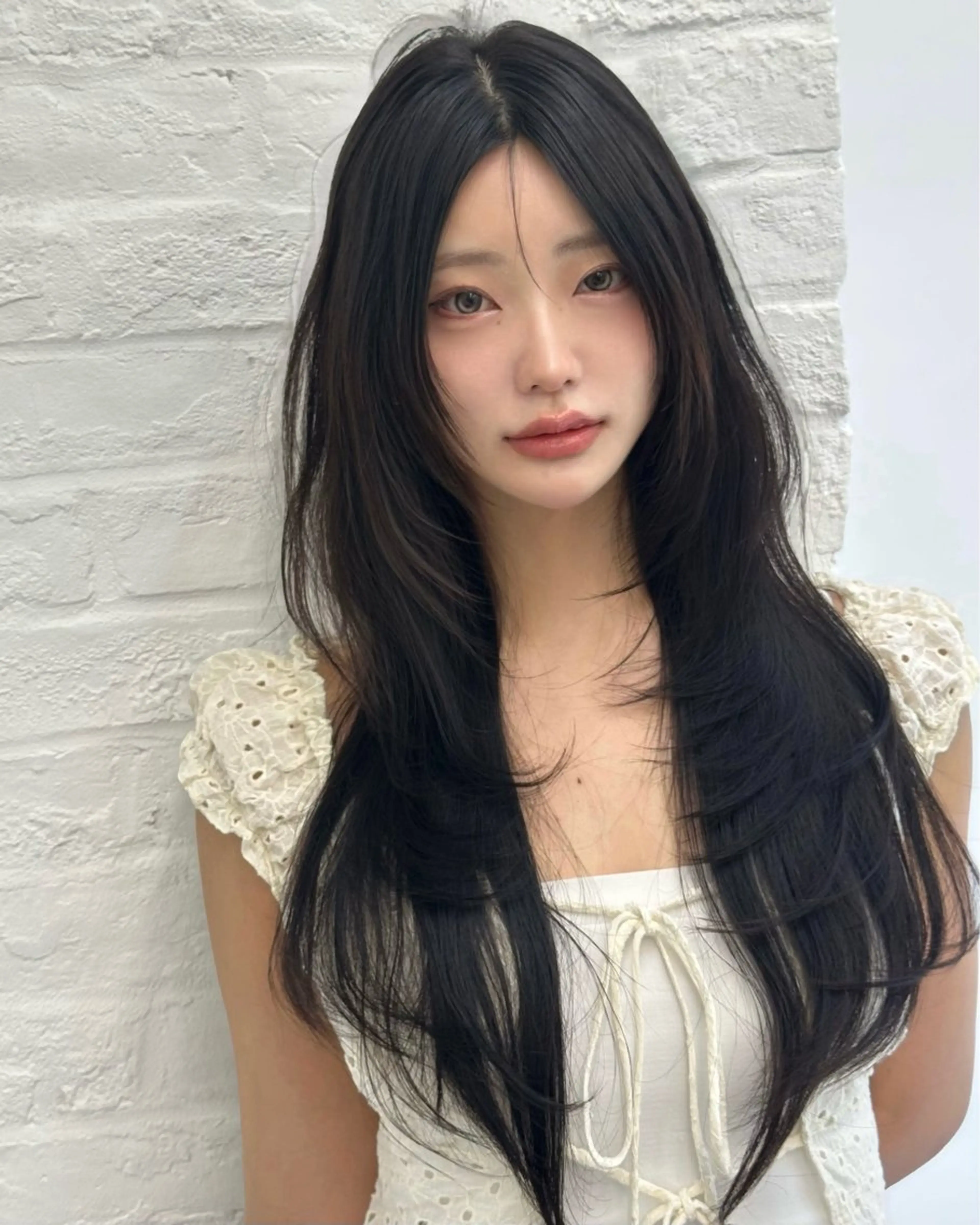 セミロング カラー 顔周りカット 韓国風ヘア レイヤーカット カット ヘアカラー トリートメント 顔周り特化/韓国ヘア /レイヤー/吉野幸大のヘアスタイル