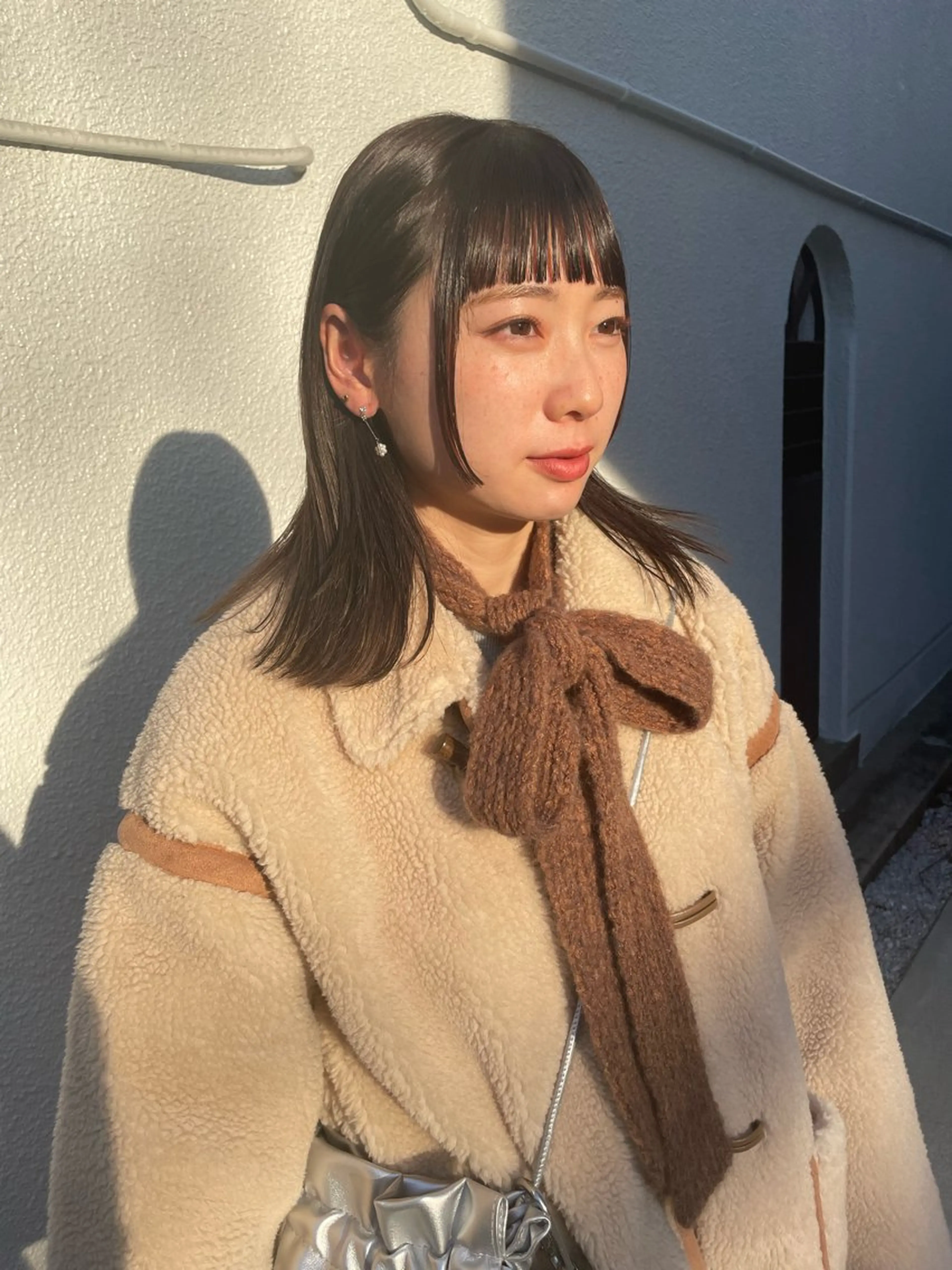 ミディアム カラー ベージュカラー オリーブベージュ 姫カット オン眉 🪐ナチュラルモード ヘア🪐honokaのヘアスタイル