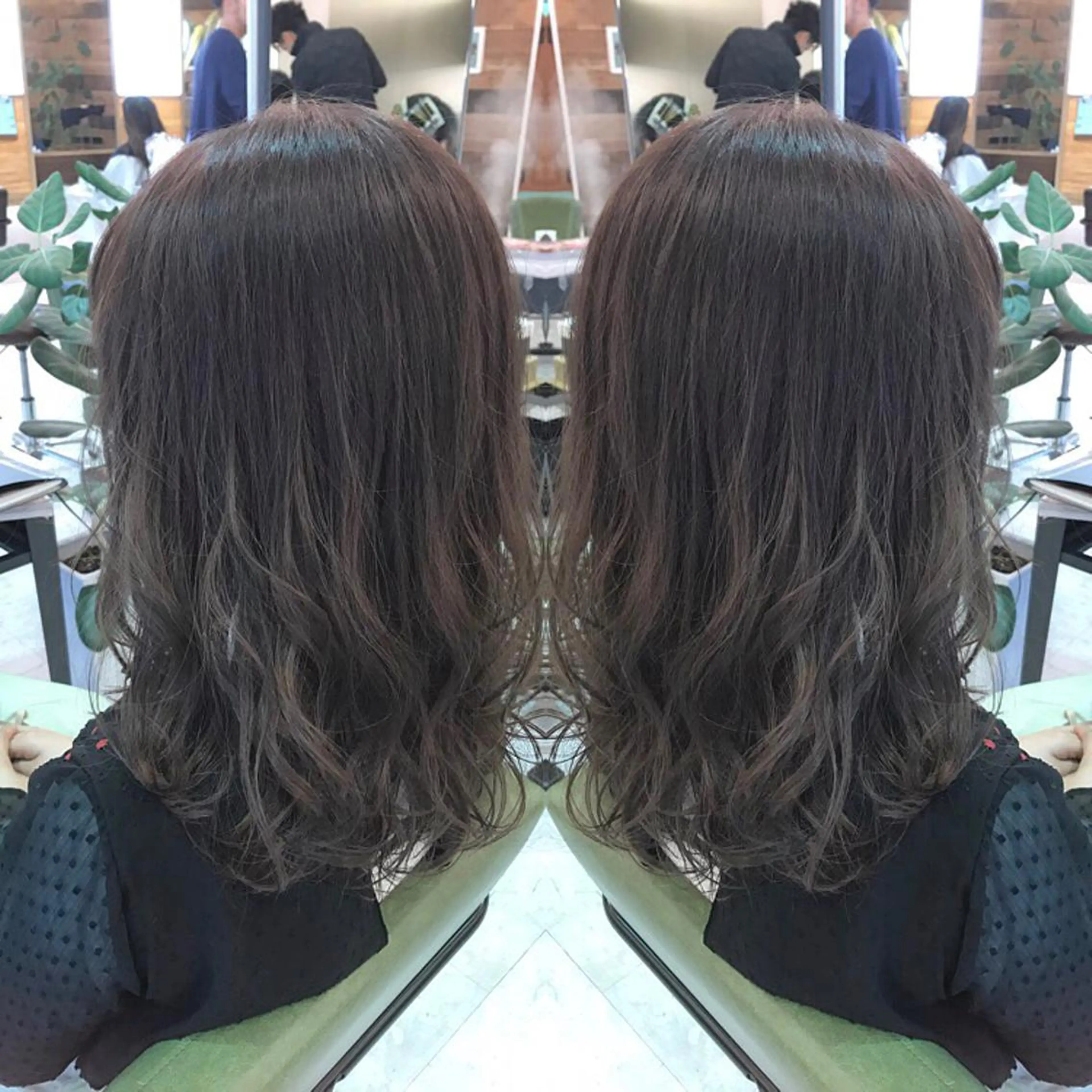 セミロング カラー グレージュ ハイライトカラー ハイライト 青木 茂樹⭐️ 透明感カラーのヘアスタイル