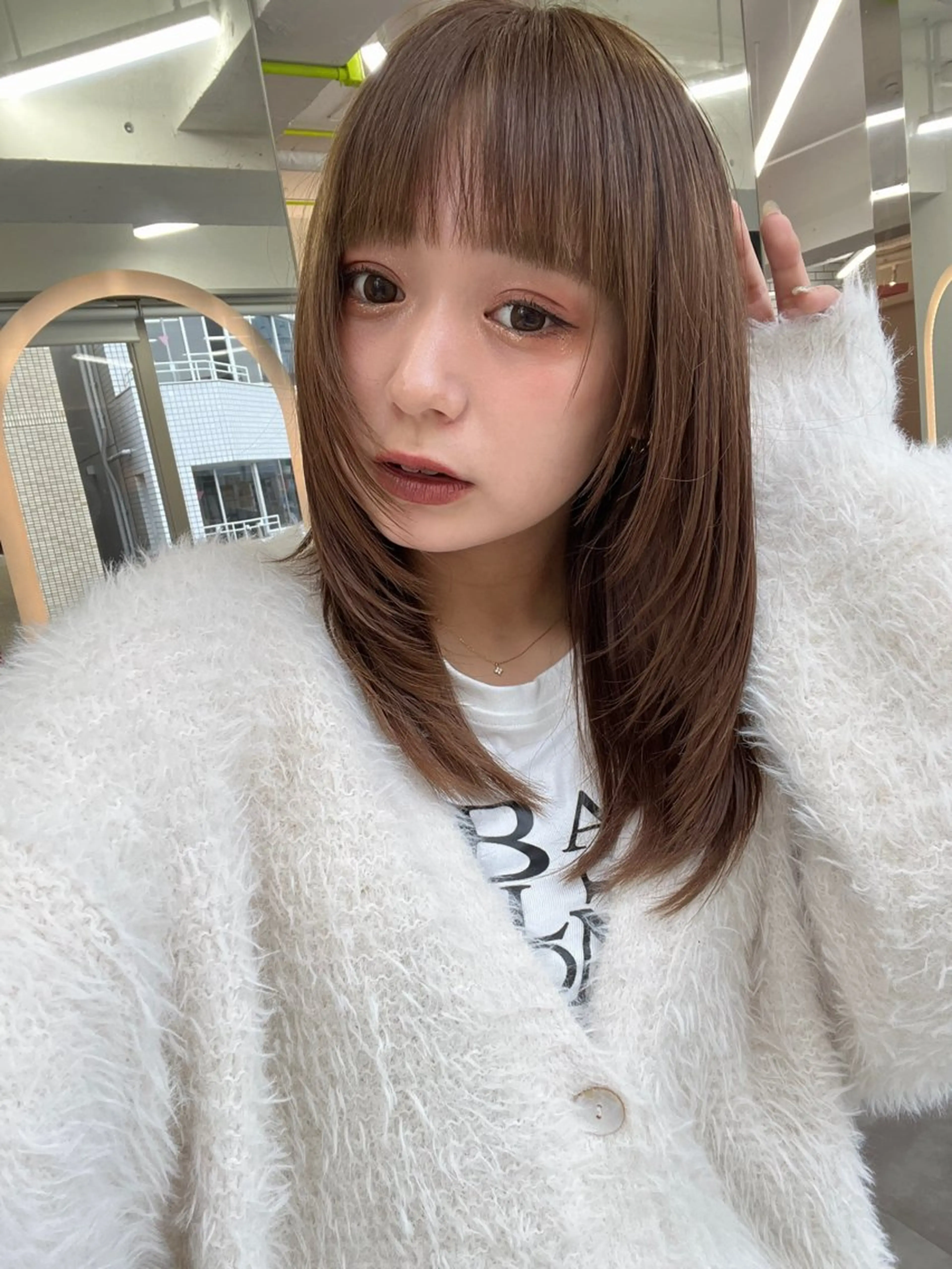 ミディアム 山崎/ボブ縮毛矯正 レイヤー髪質改善のヘアスタイル