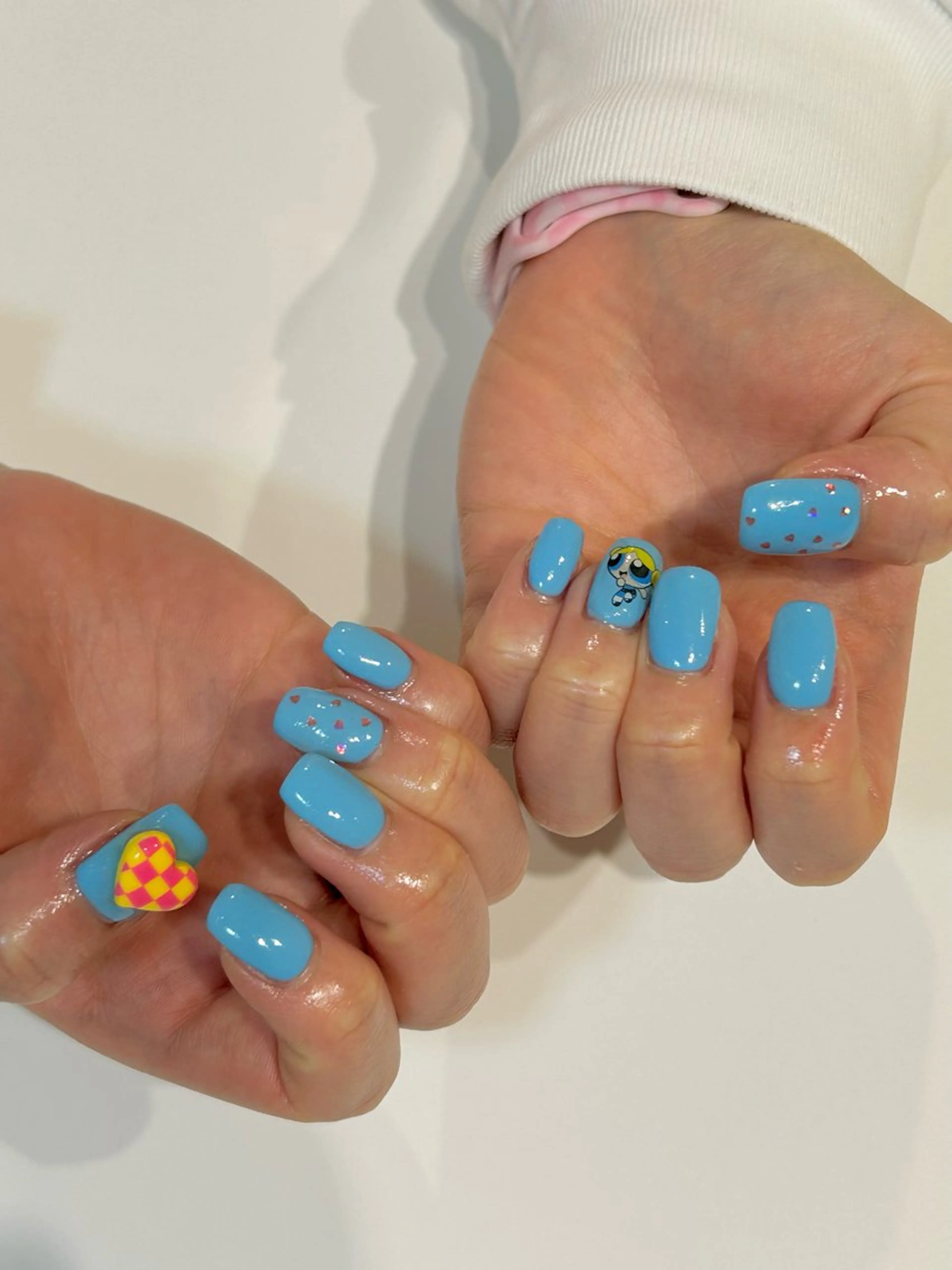 ネイル ブルー 水色 オフィスネイル ワンカラーネイル シンプルネイル Lily nailのネイルデザイン