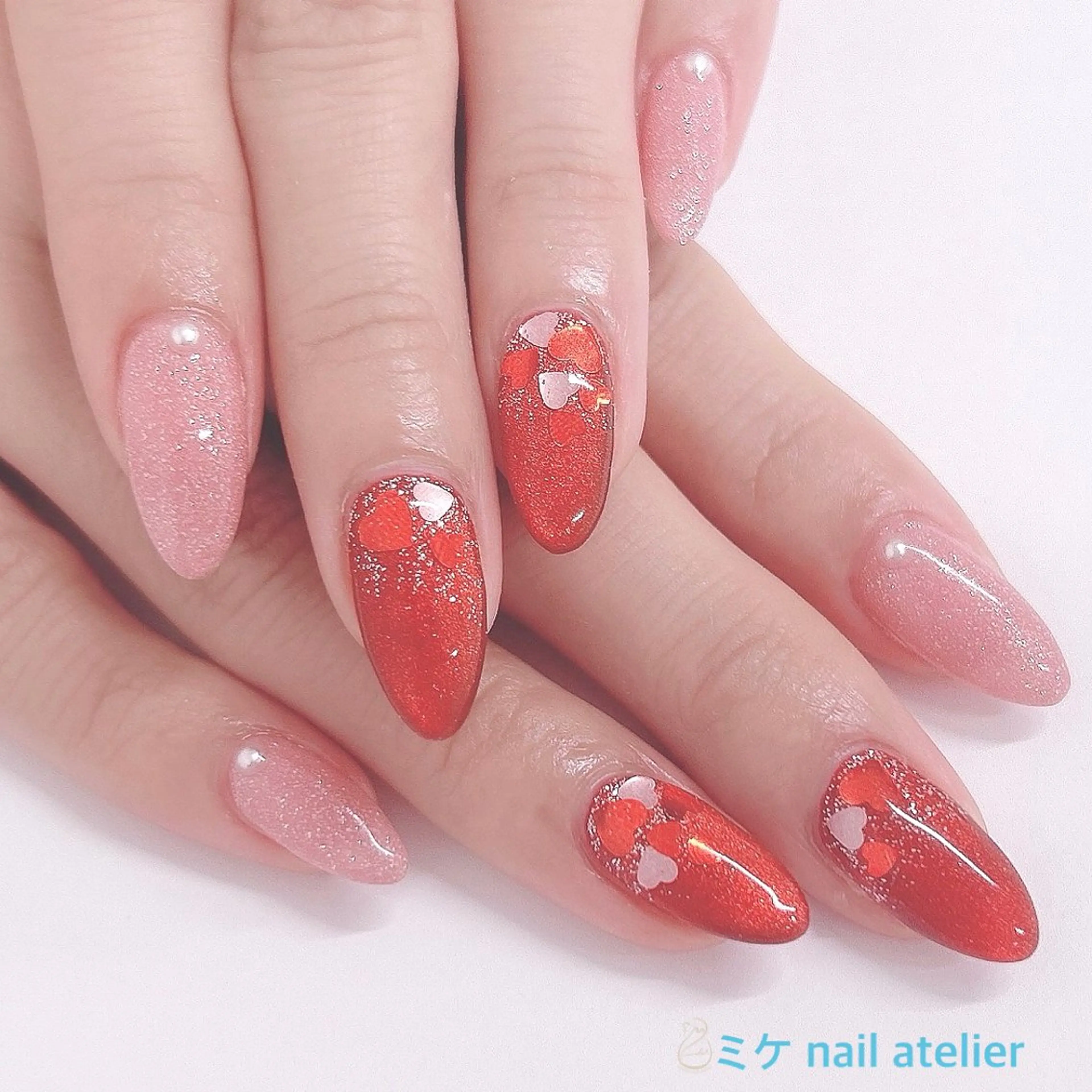 ネイル ボルドー ジェルネイル ハート マグネットネイル ワンカラーネイル ハンドネイル h. rikaのネイルデザイン