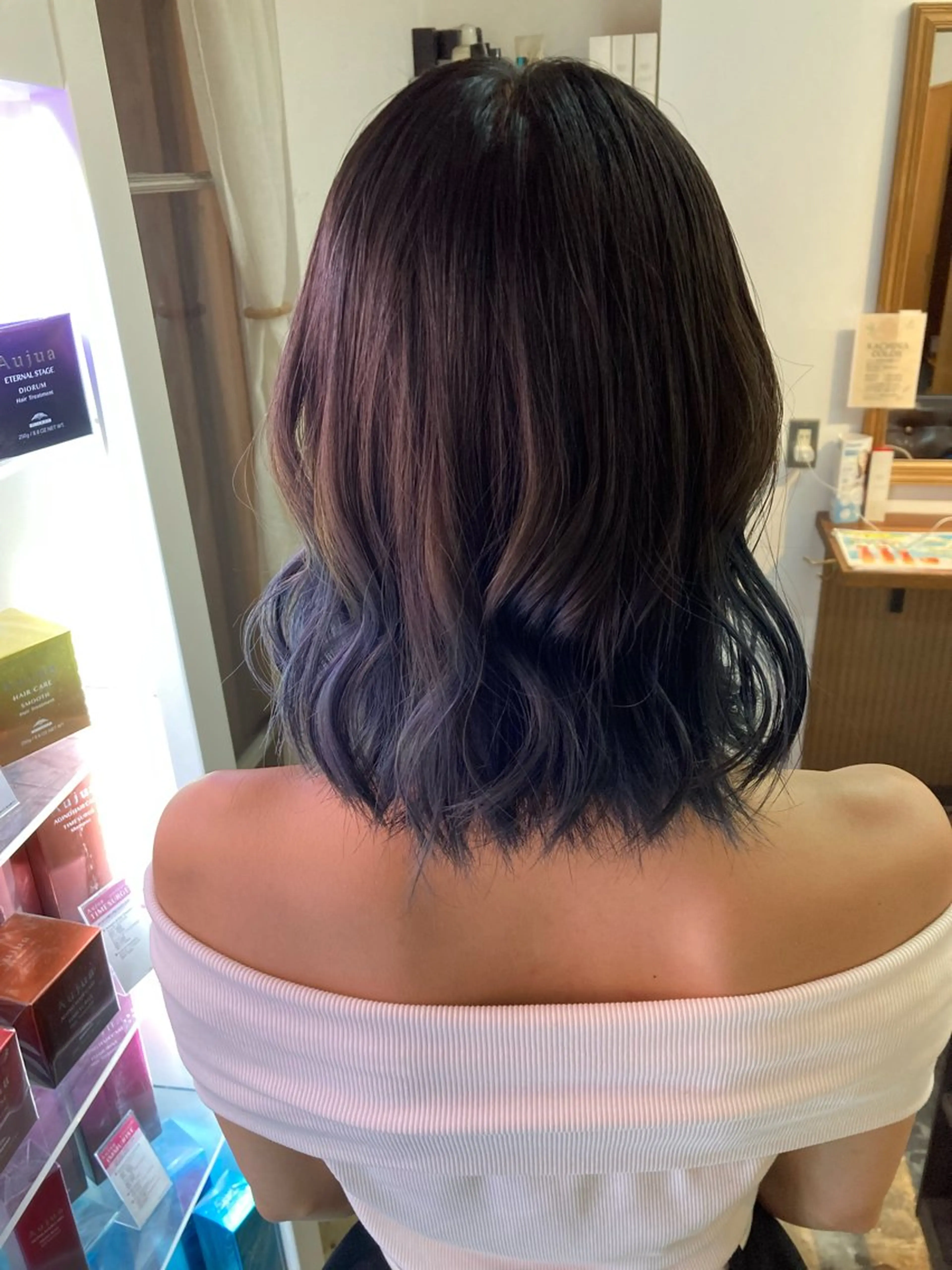 ミディアム カラー ブリーチ ブルーカラー グラデーションカラー シルバー トリートメント ヘアカラー トリートメント ヘアセット 💫 シュン💫のヘアスタイル